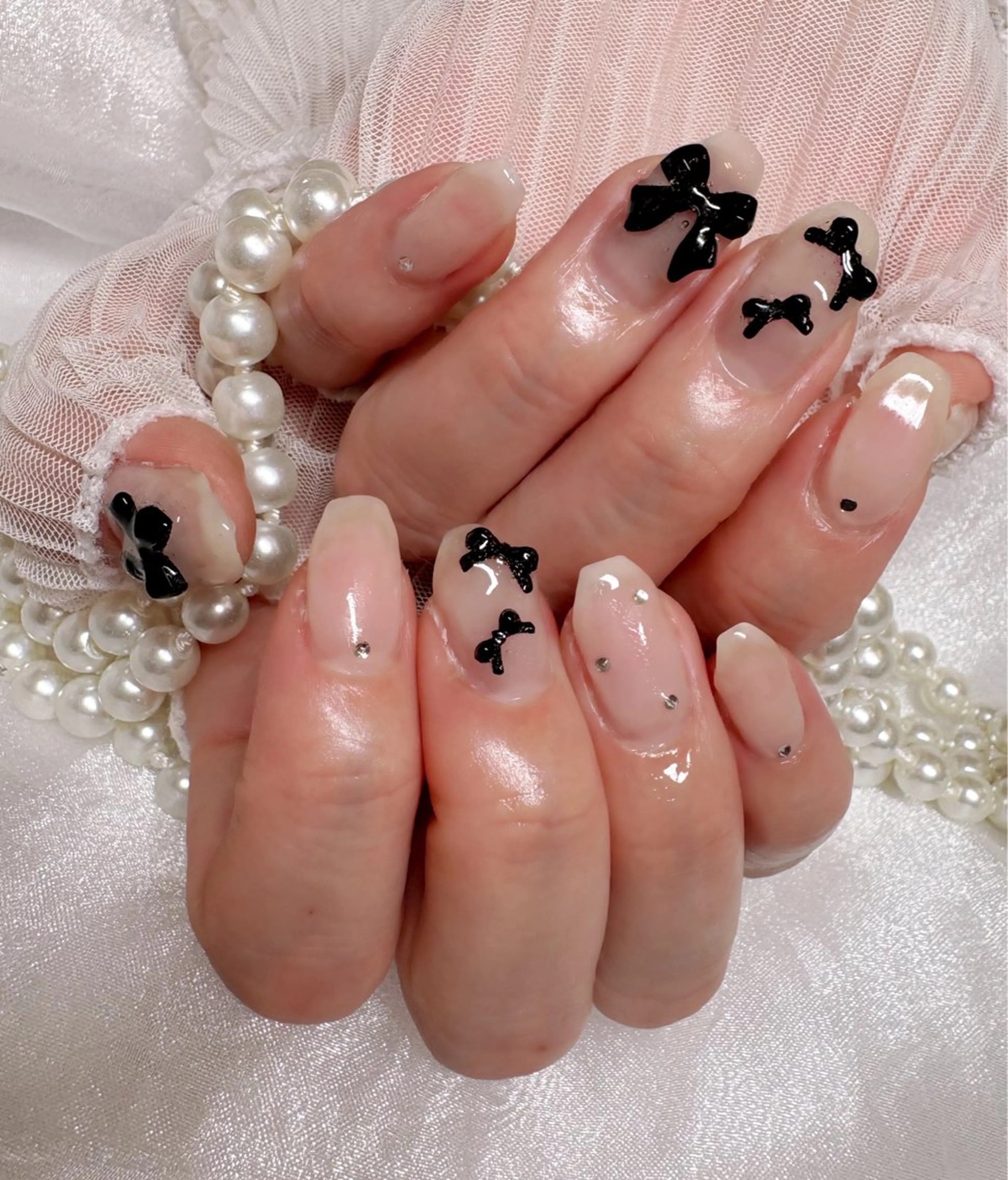 ネイル リボン ハンドネイル Nail Salon macherieのネイルデザイン