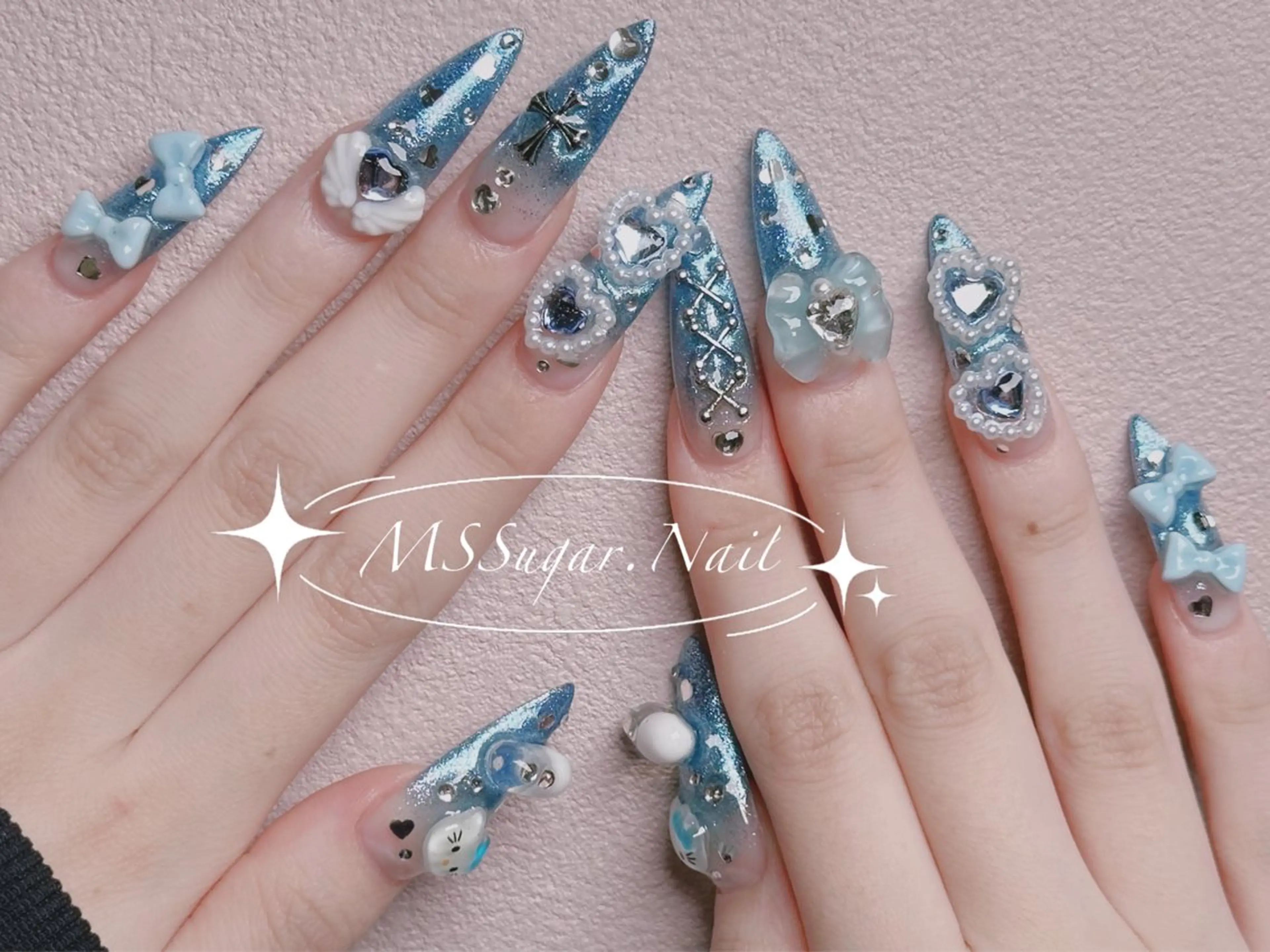 ネイル ロングネイル マグネットネイル スカルプネイル ネイルチップ ワンホンネイル MSSugar Nailのネイルデザイン