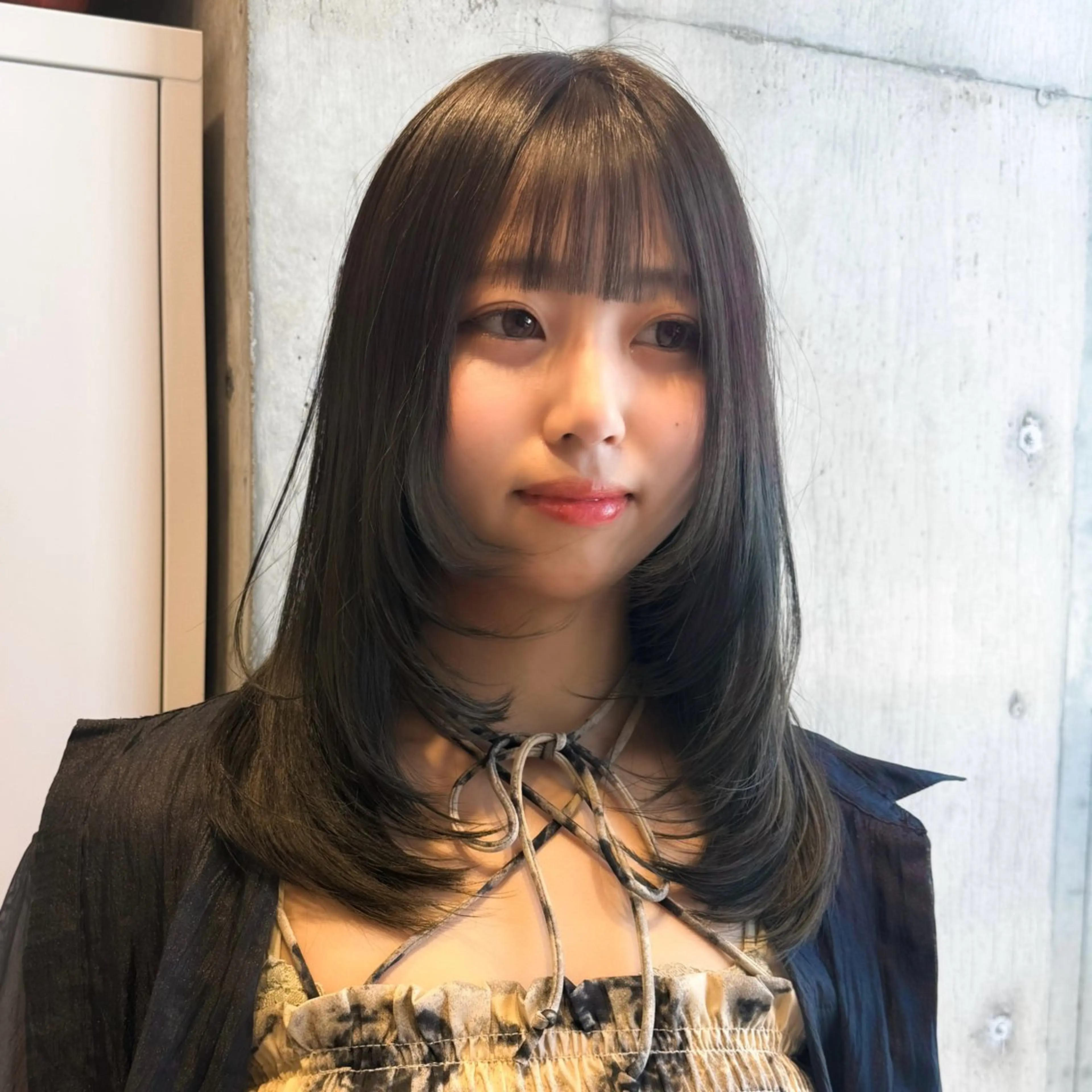 セミロング カラー レイヤーカット カット ヘアカラー トリートメント 柔め透明感血色カラー 暖色/レイヤー/ゆいのヘアスタイル