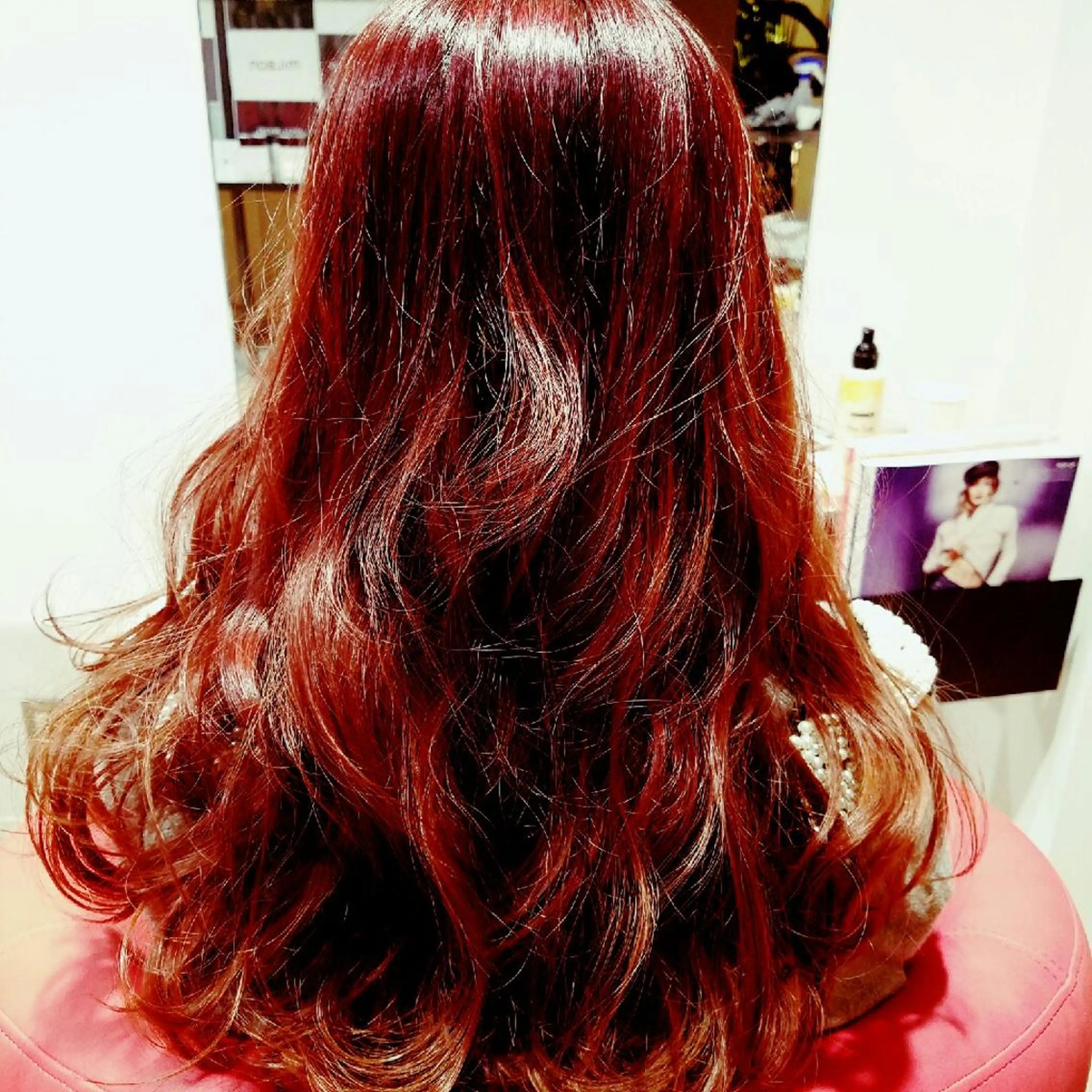 セミロング ミディアム ロング カラー ピンクカラー 田中 光のヘアスタイル