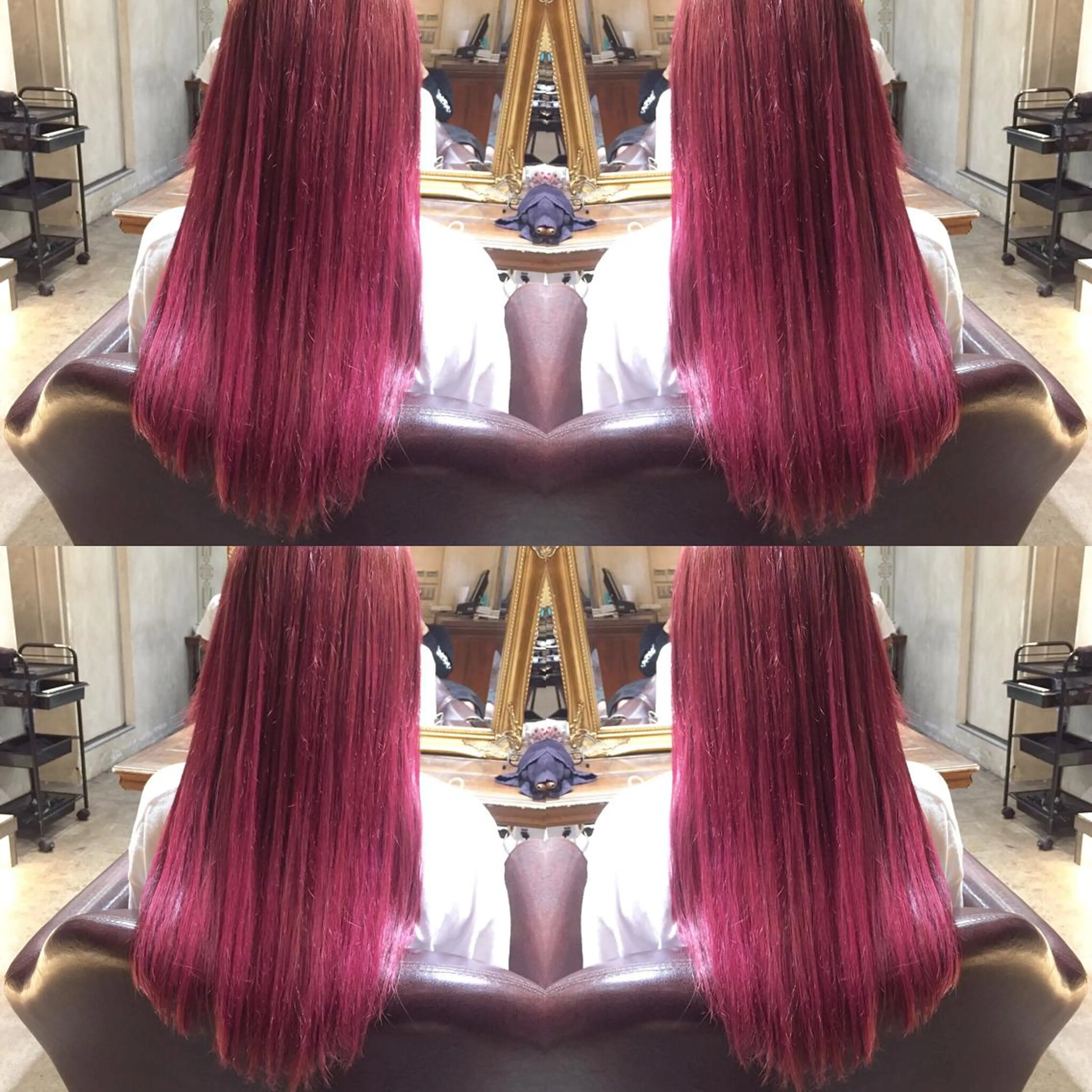 ロング カラー ブリーチ レッドカラー バイオレットカラー 露木 啓介のヘアスタイル