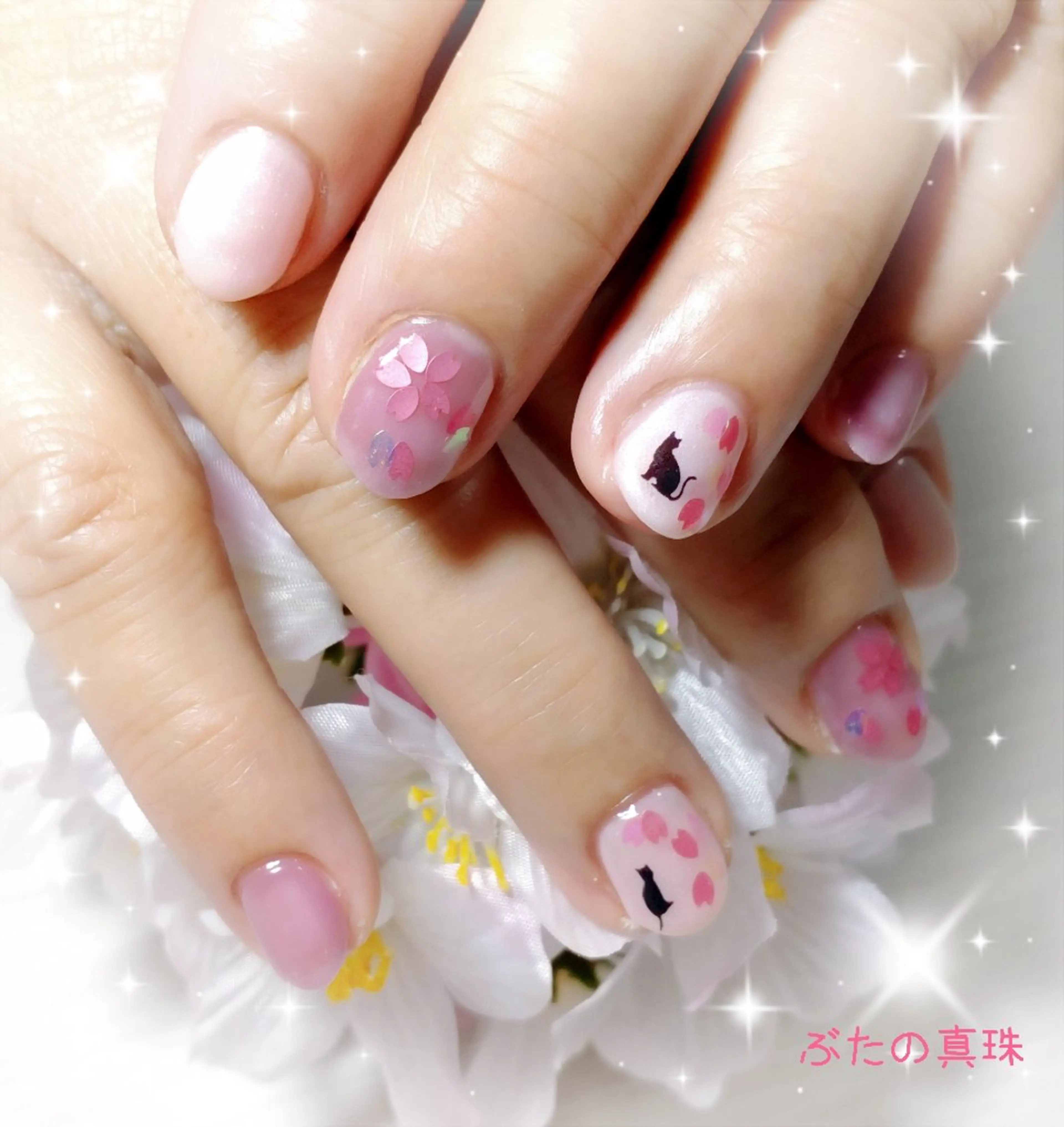 ネイル 桜ネイル マグネットネイル ハンドネイル 林 珠里のネイルデザイン