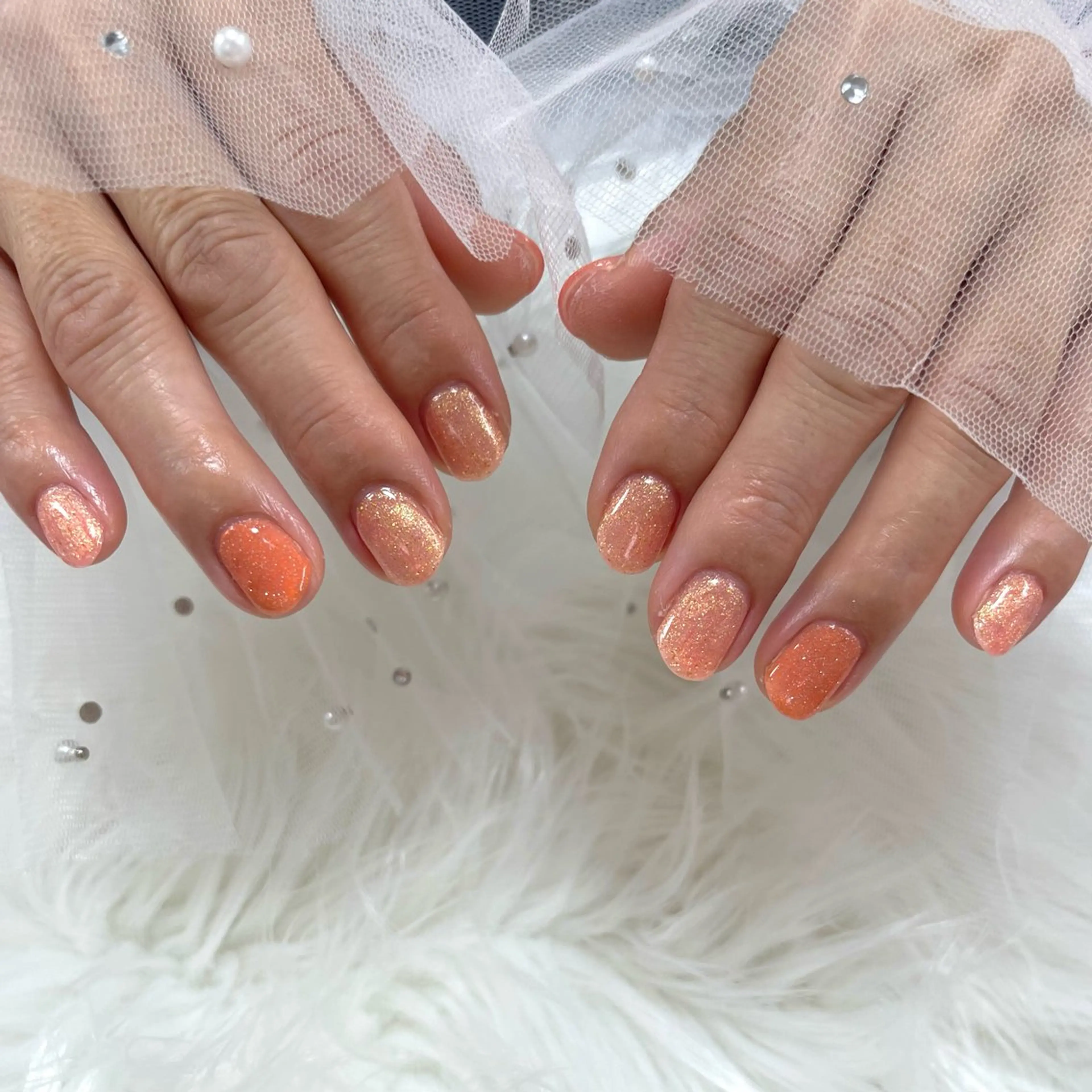 ネイル ワンカラーネイル オレンジ ハンドネイル SHINE nail salonのネイルデザイン