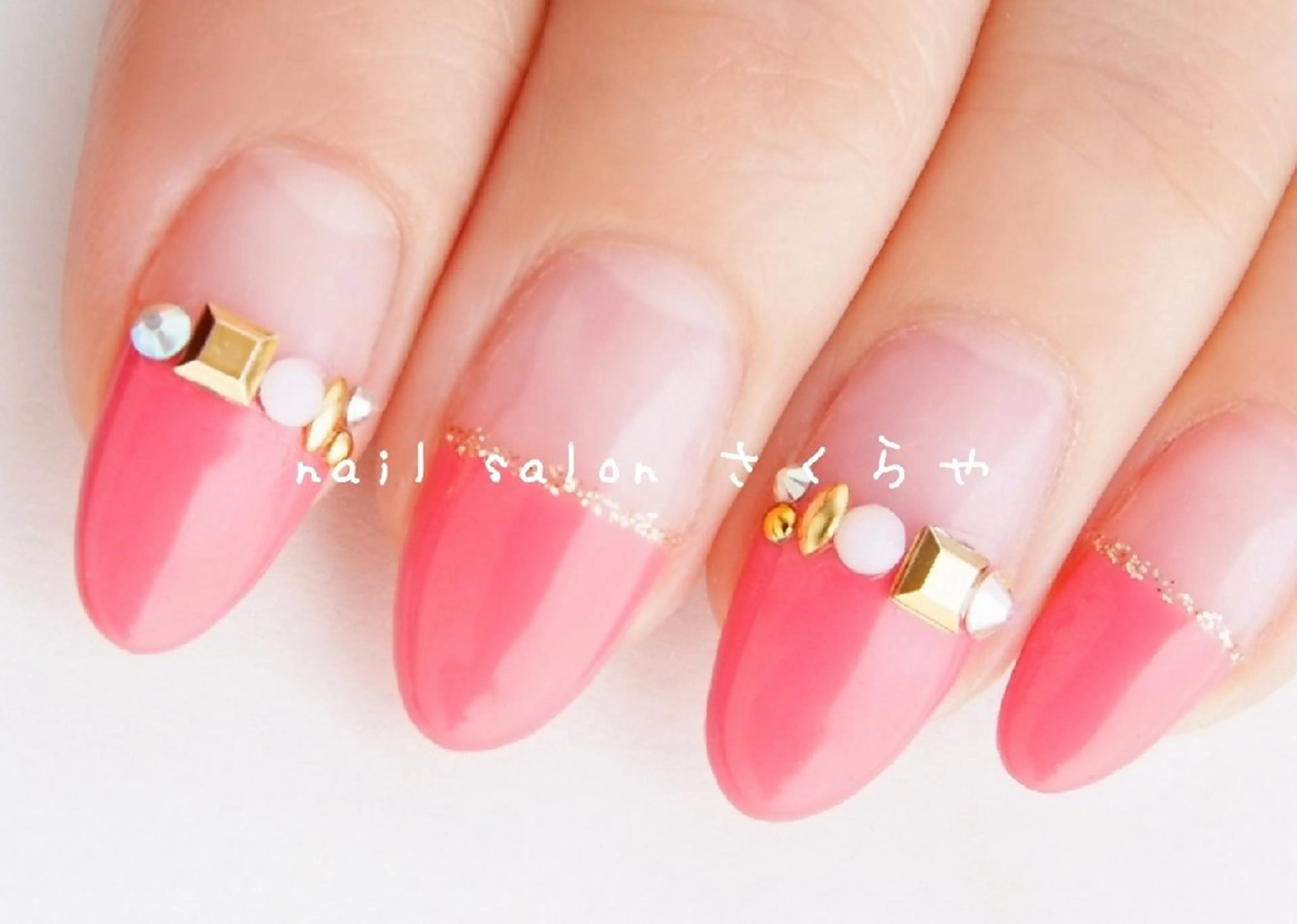 ネイル フレンチネイル ピンク さくらや❤ パラジェル使用のネイルデザイン