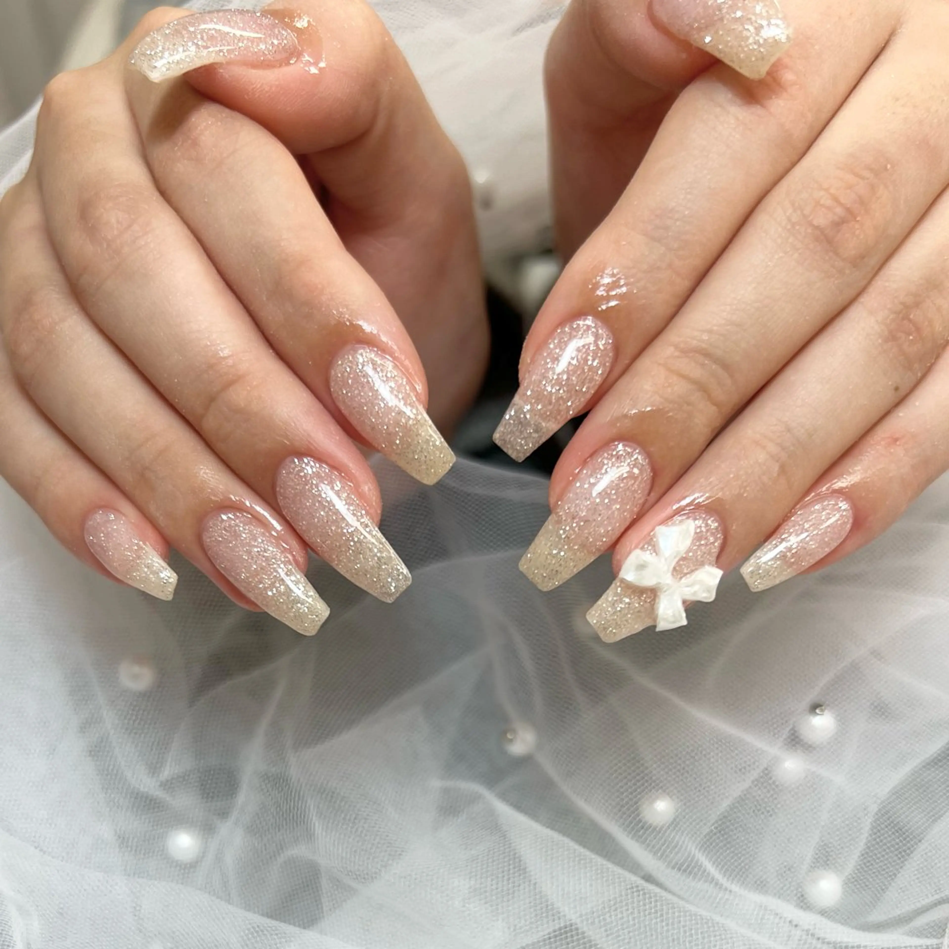 ネイル フラッシュネイル ワンカラーネイル リボン ハンドネイル NANA HARUKAのネイルデザイン