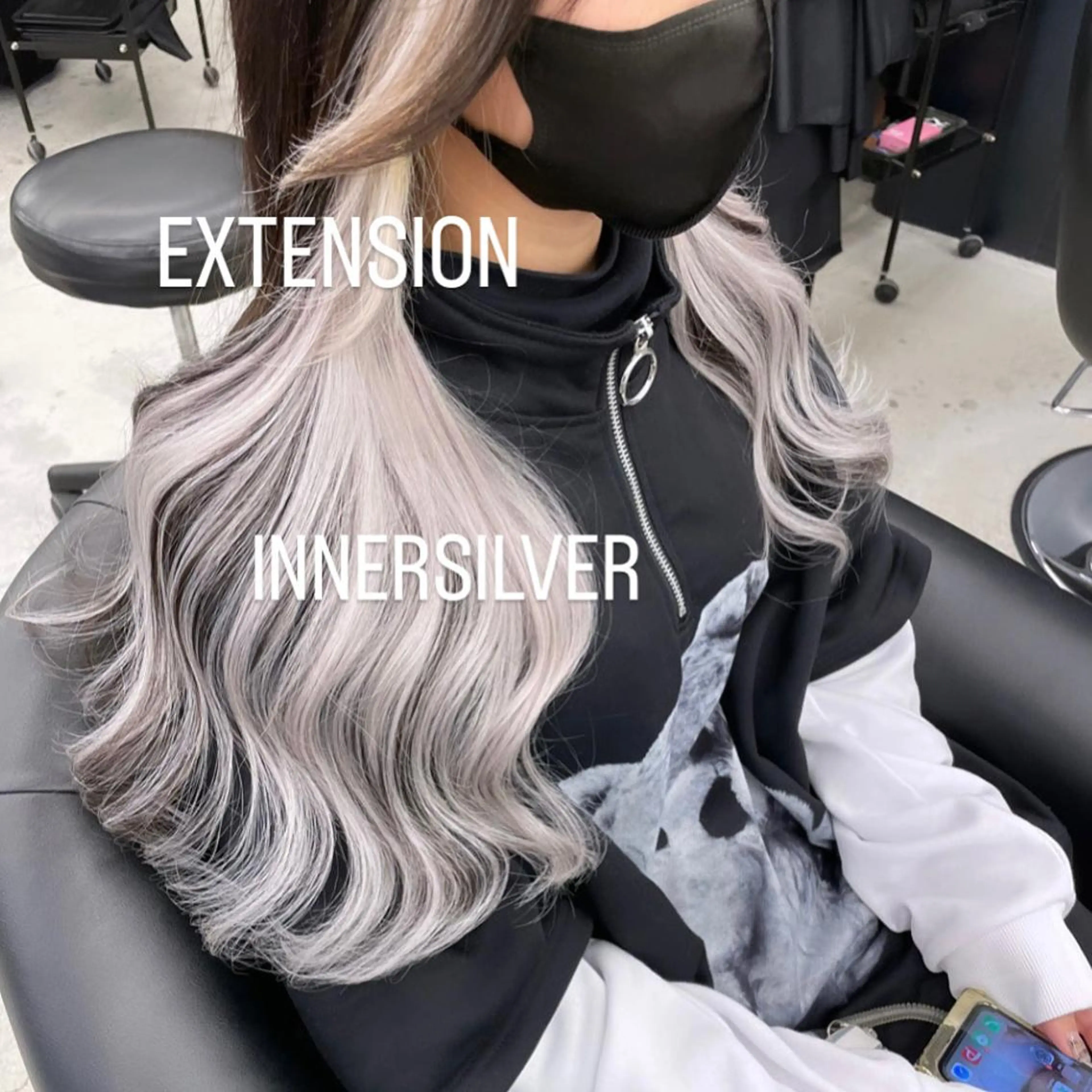 ロング カラー エクステ エクステ🩵ブリーチ 韓国ヘア🩵KAEのヘアスタイル