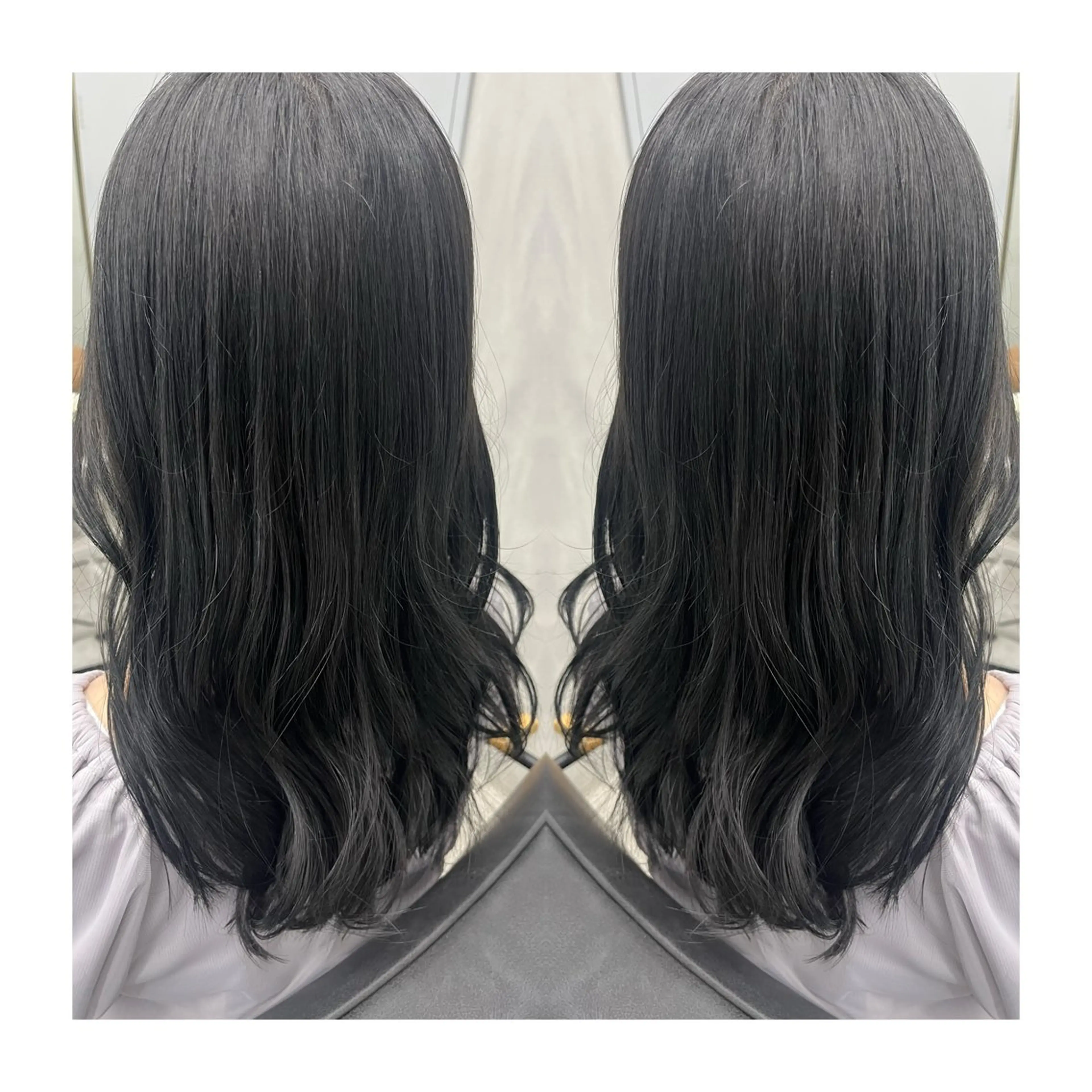 セミロング カット ヘアカラー トリートメント 🩶韓国艶髪🇰🇷 下本夕綺のヘアスタイル