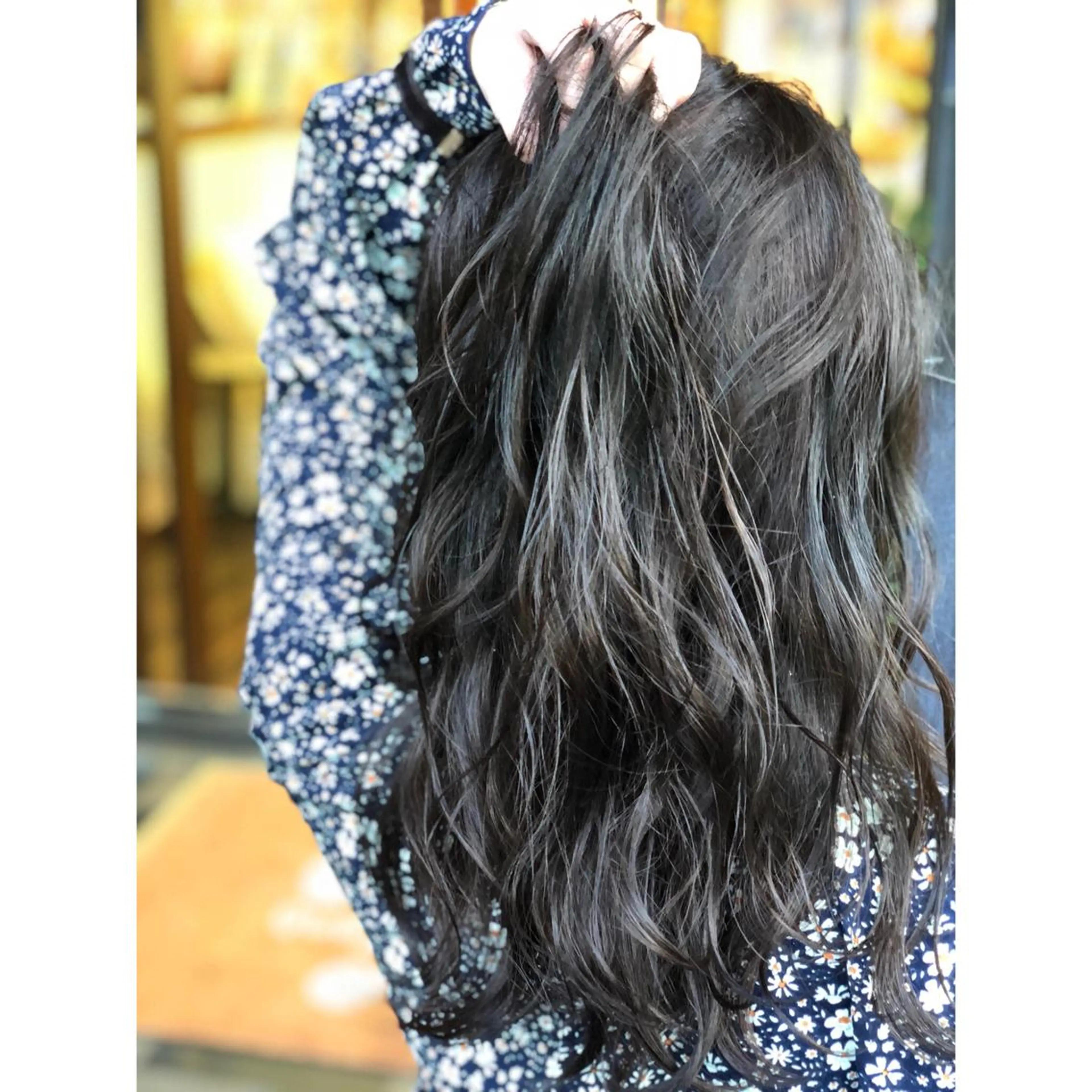 ロング カラー アッシュ アッシュブラック 黒髪 外国人風カラー パーソナルカラー診断 できます　木曽　主博のヘアスタイル