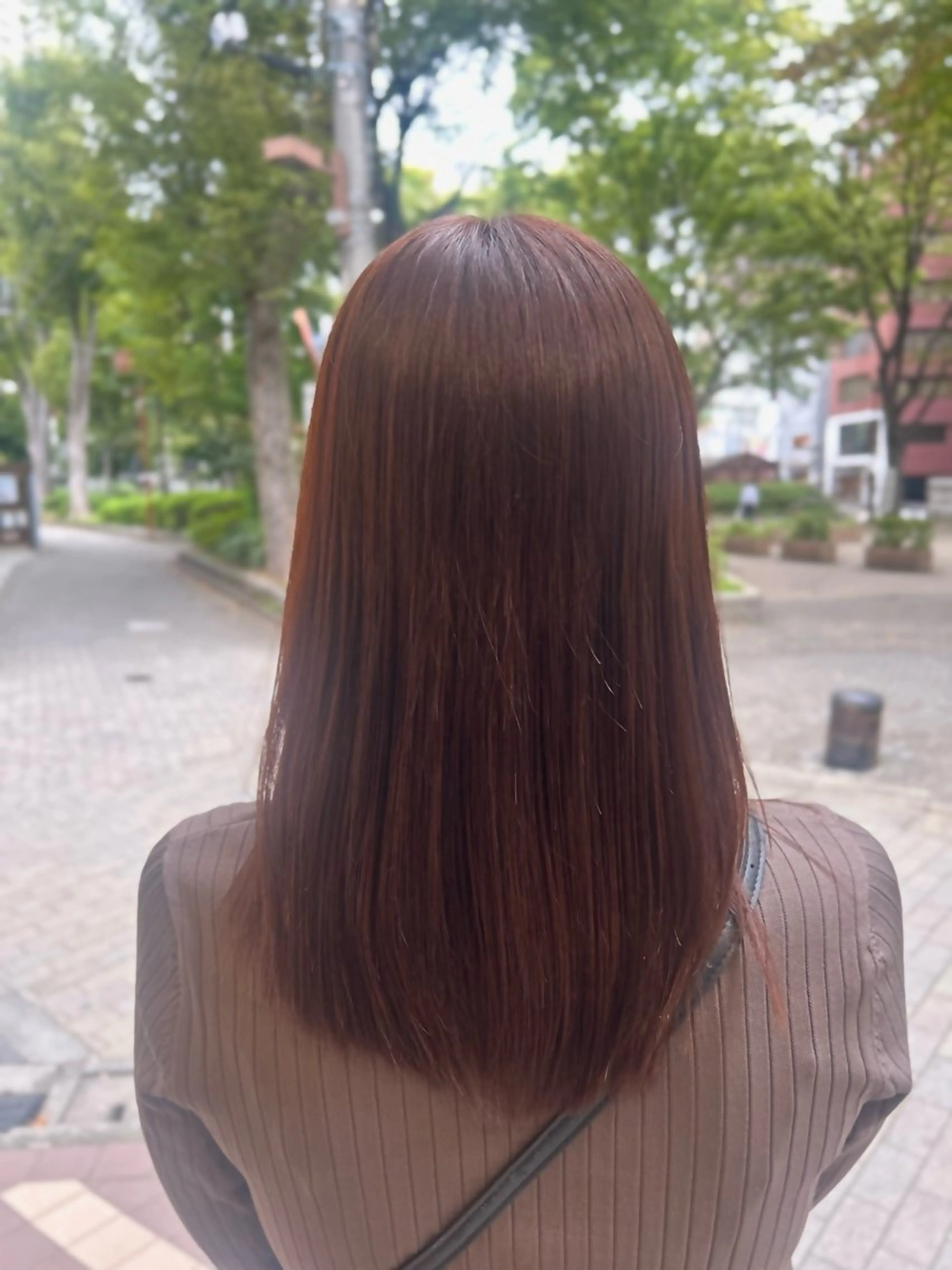 ミディアム オレンジブラウン albero🧸 🌳鈴木遥菜のヘアスタイル