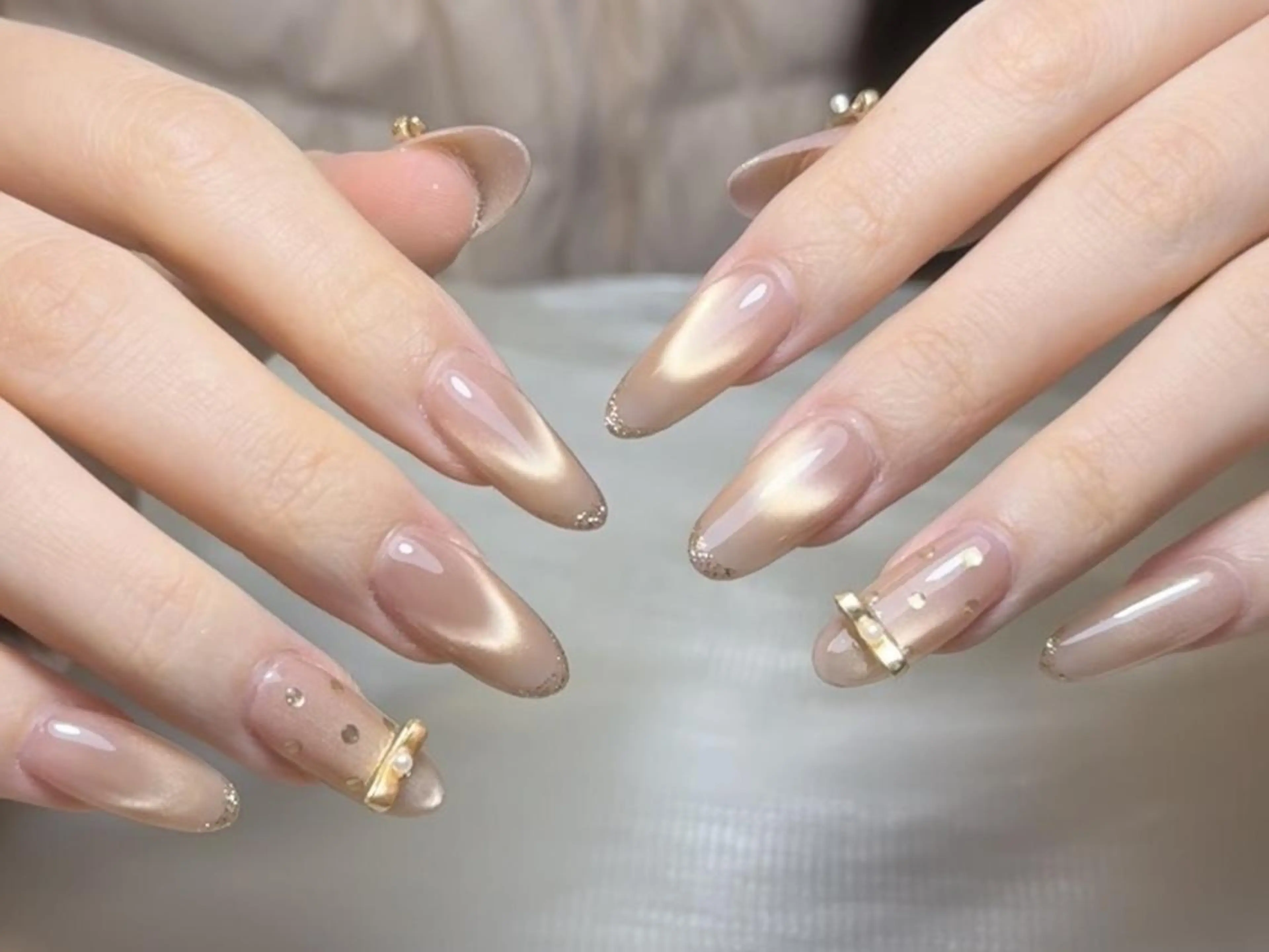 ネイル チークネイル 長さ出し フレンチネイル グラデーション マグネットネイル ハンドネイル ハンドケア 💕Dreamy KIYO💕のネイルデザイン