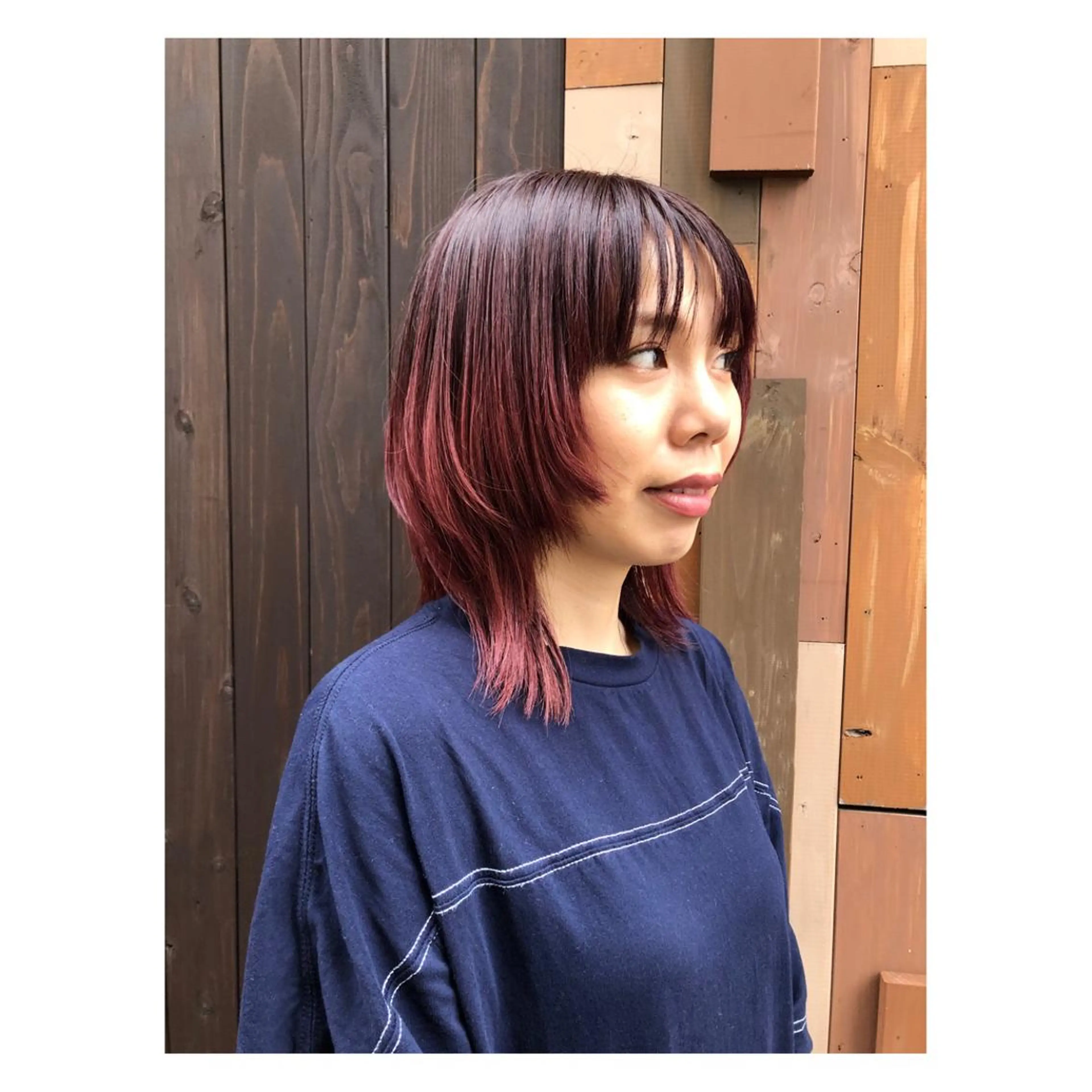 ミディアム カラー ブリーチ カット ヘアカラー トリートメント 中野 誠子のヘアスタイル