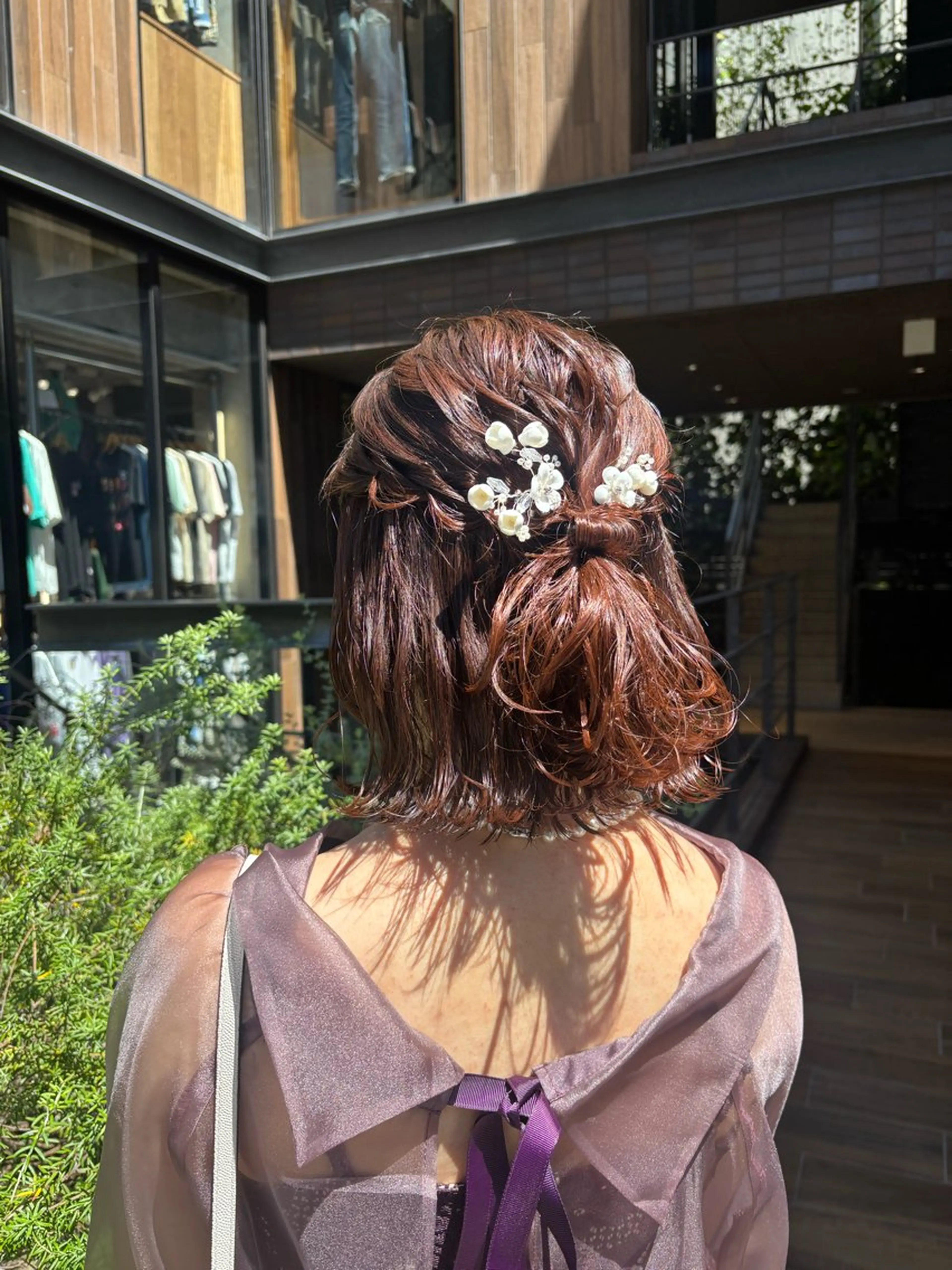 セミロング ヘアアレンジ 結婚式・ブライダル ヘアセット すぐ巻ける縮毛矯正 🍀勝倉　麗のヘアスタイル