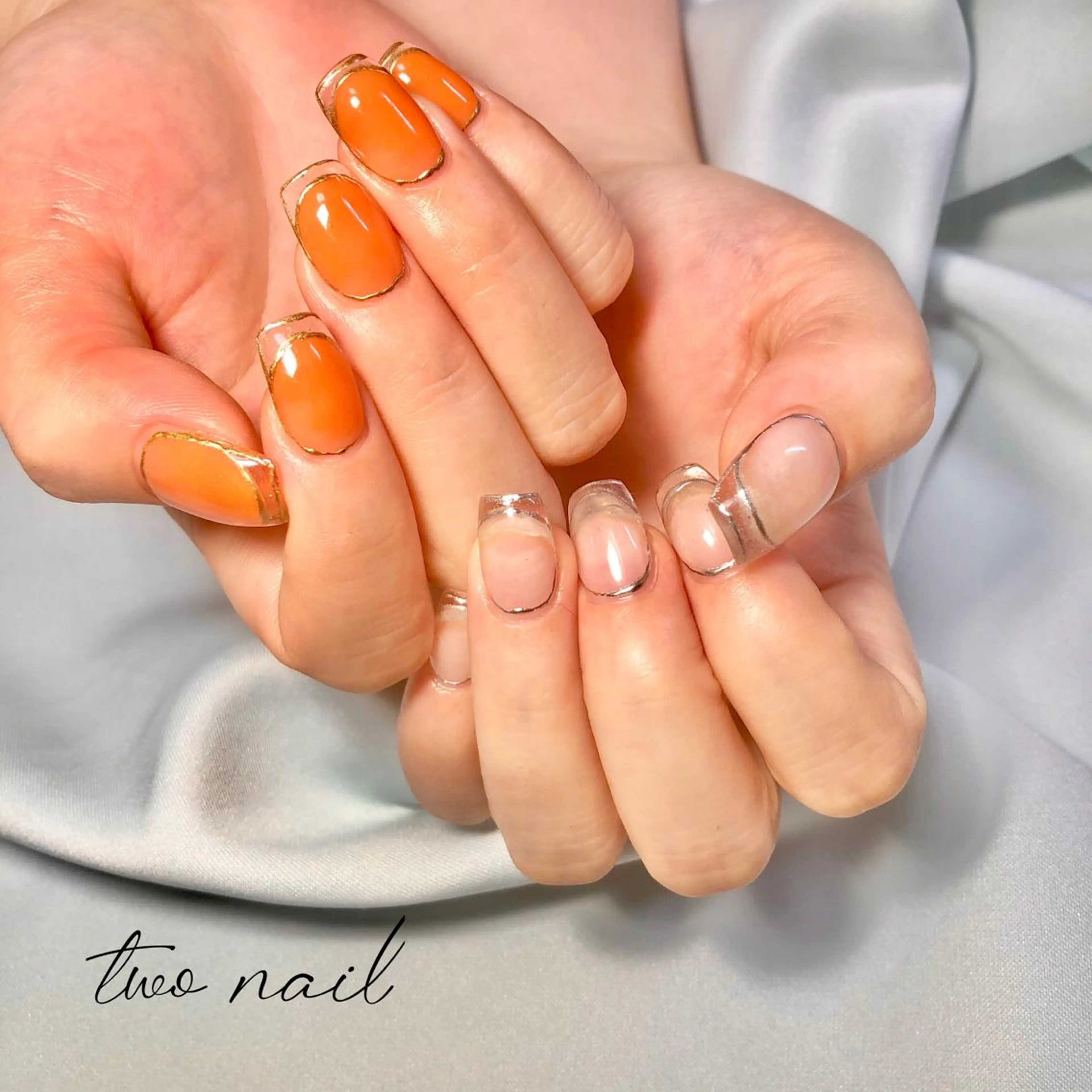 ネイル アートネイル フットネイル ハート ニュアンスネイル ホワイト two nailのネイルデザイン