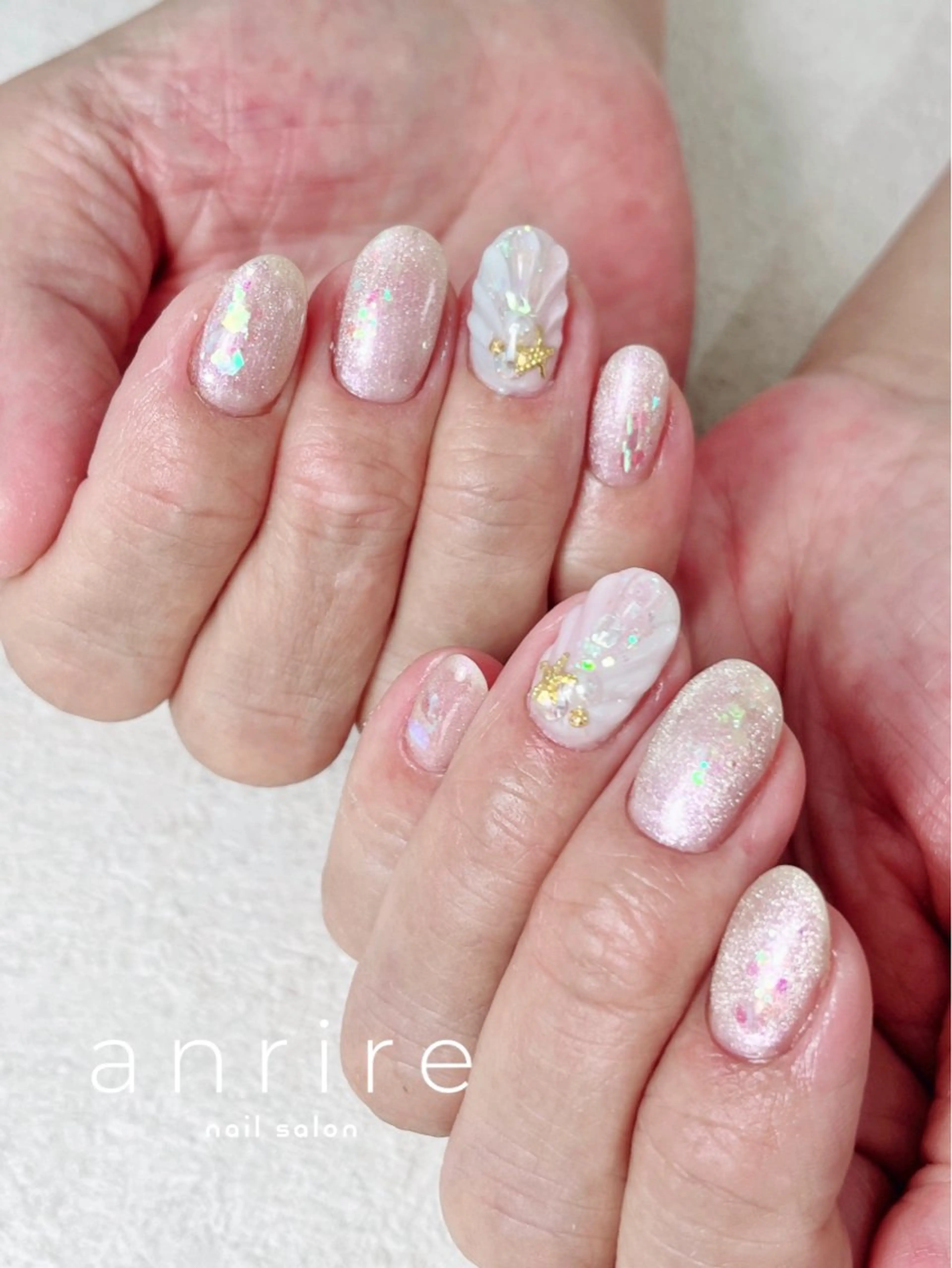 ネイル ブルー ジェルネイル キラキラネイル ラメ(グリッター) マグネットネイル ハンドネイル nailsalon anrireのネイルデザイン