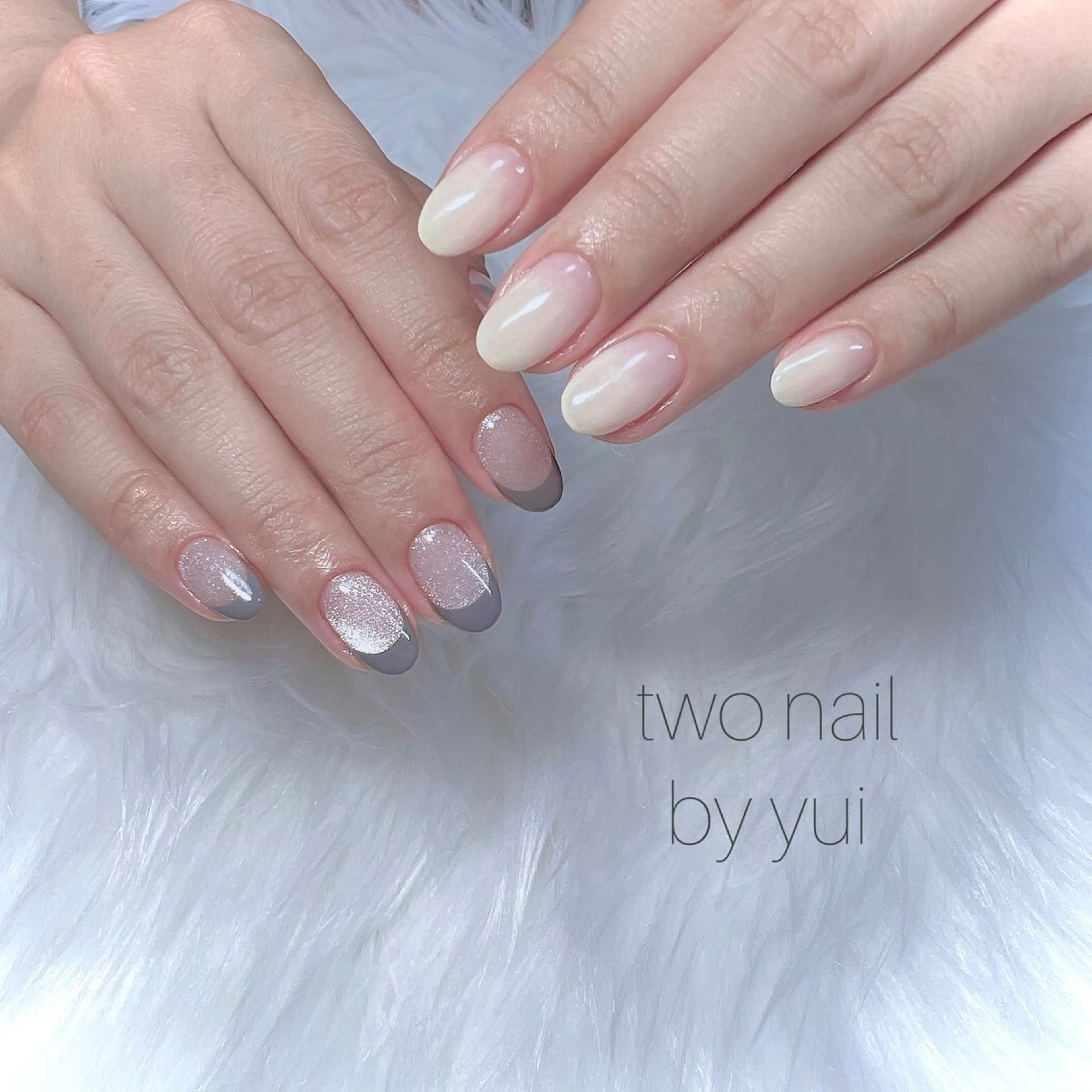 ネイル ネイルチップ ホワイト ハンドネイル two nailのネイルデザイン