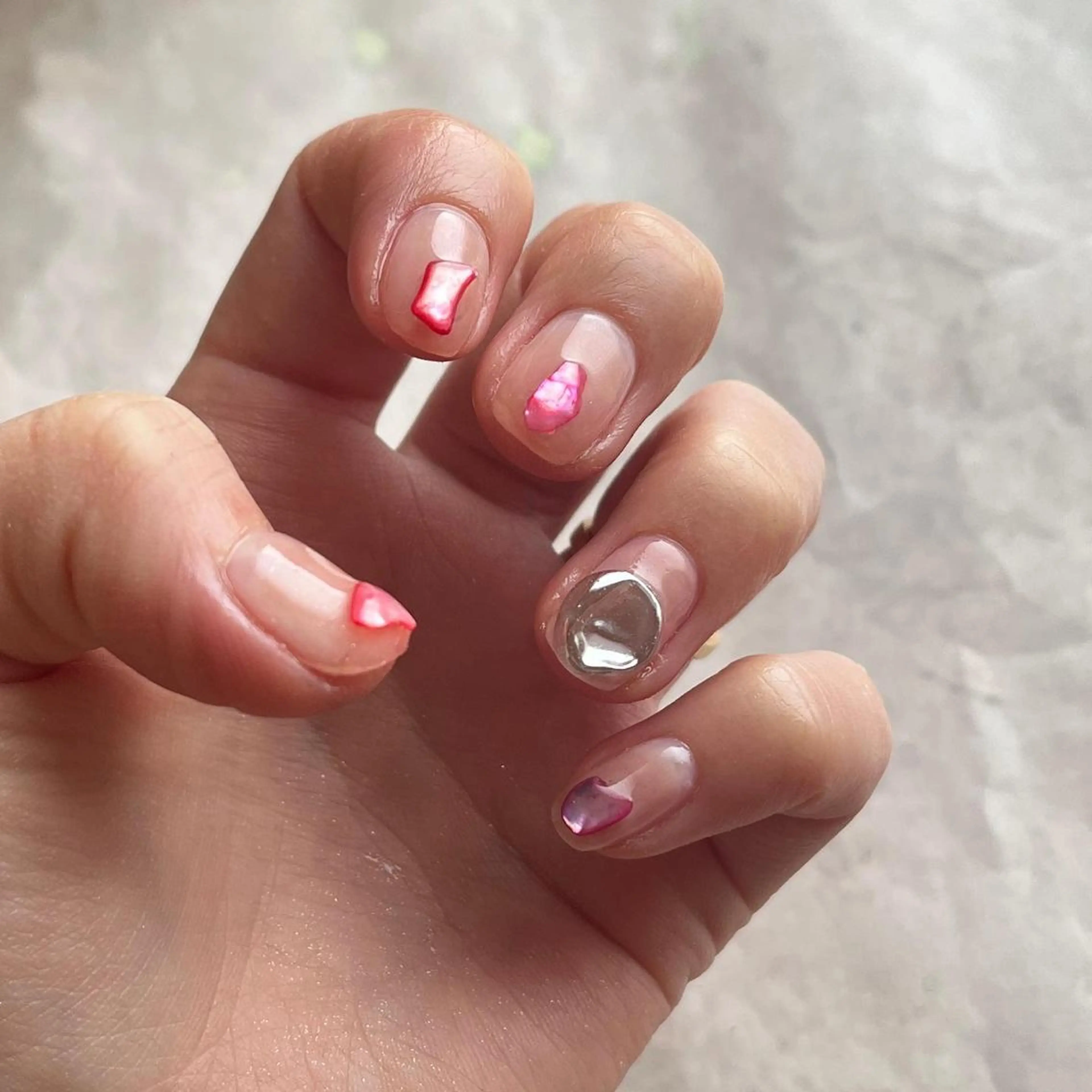 ネイル クリアネイル ピンク ぷっくりネイル フリーランス¨̮⃝ ネイリストOKADAのネイルデザイン