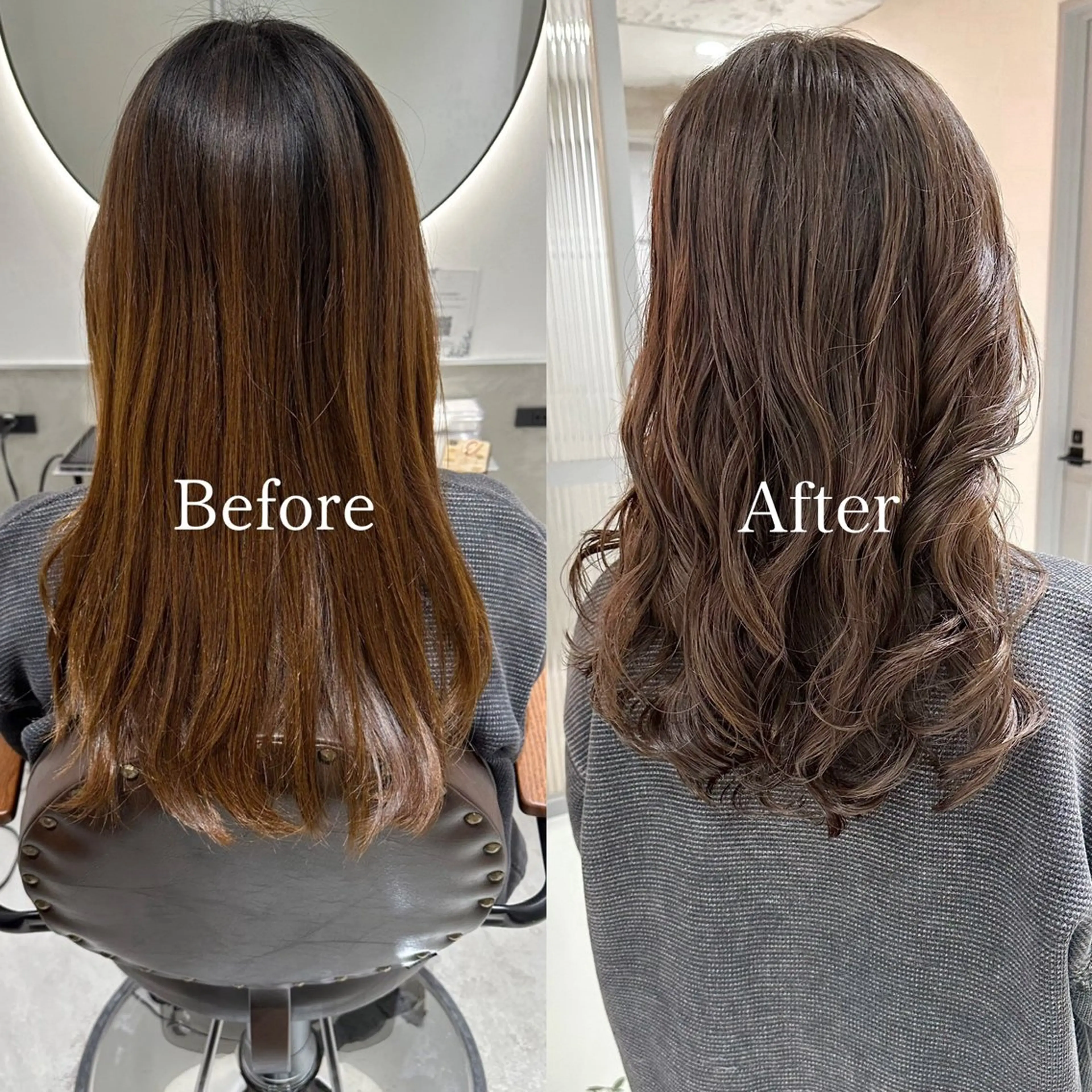 セミロング カラー パーマ 銀座No.1髪質改善 縮毛矯正/本木のヘアスタイル
