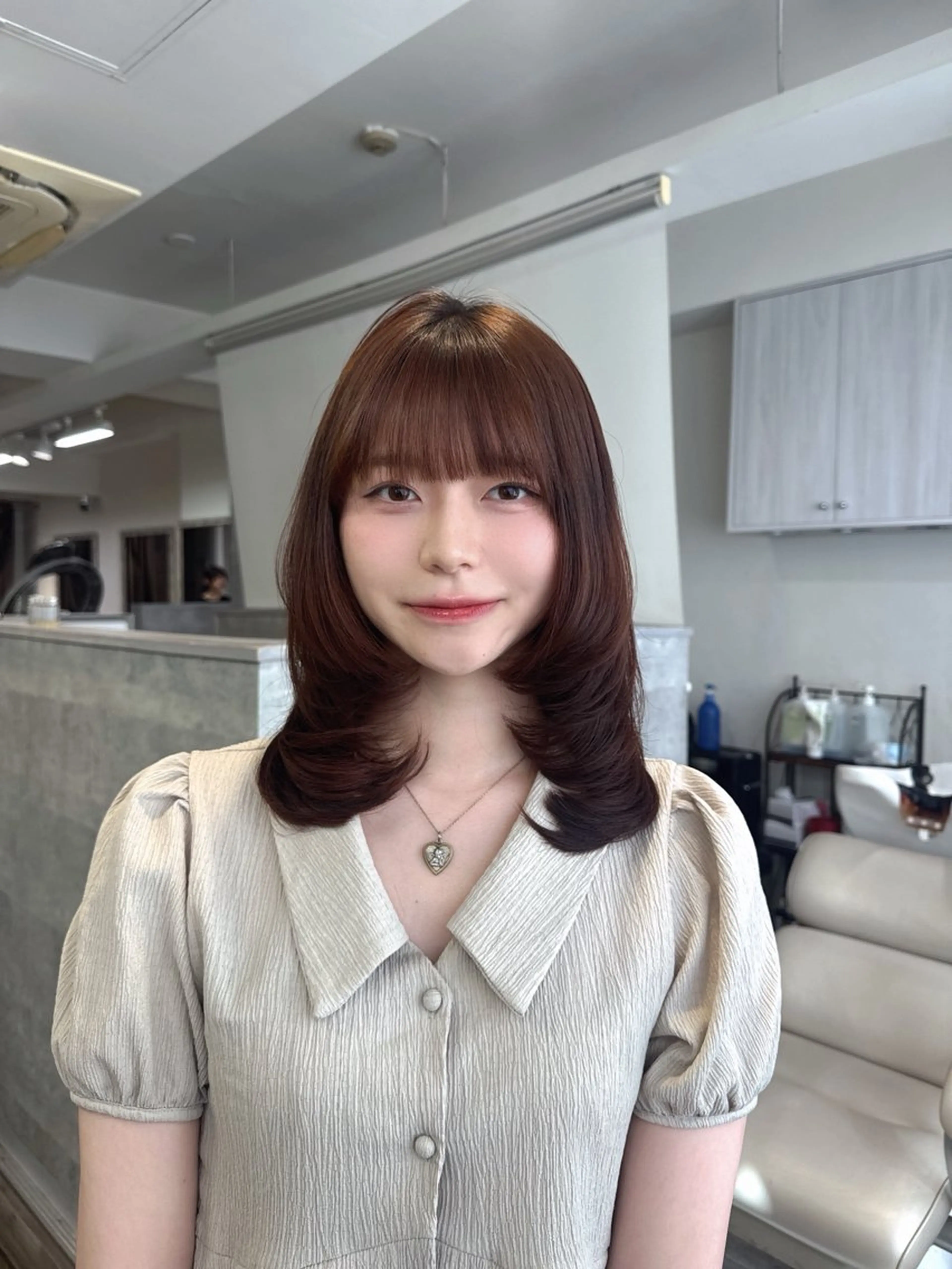 セミロング ヘアカラー 西浦 安珠/艶カラーのヘアスタイル