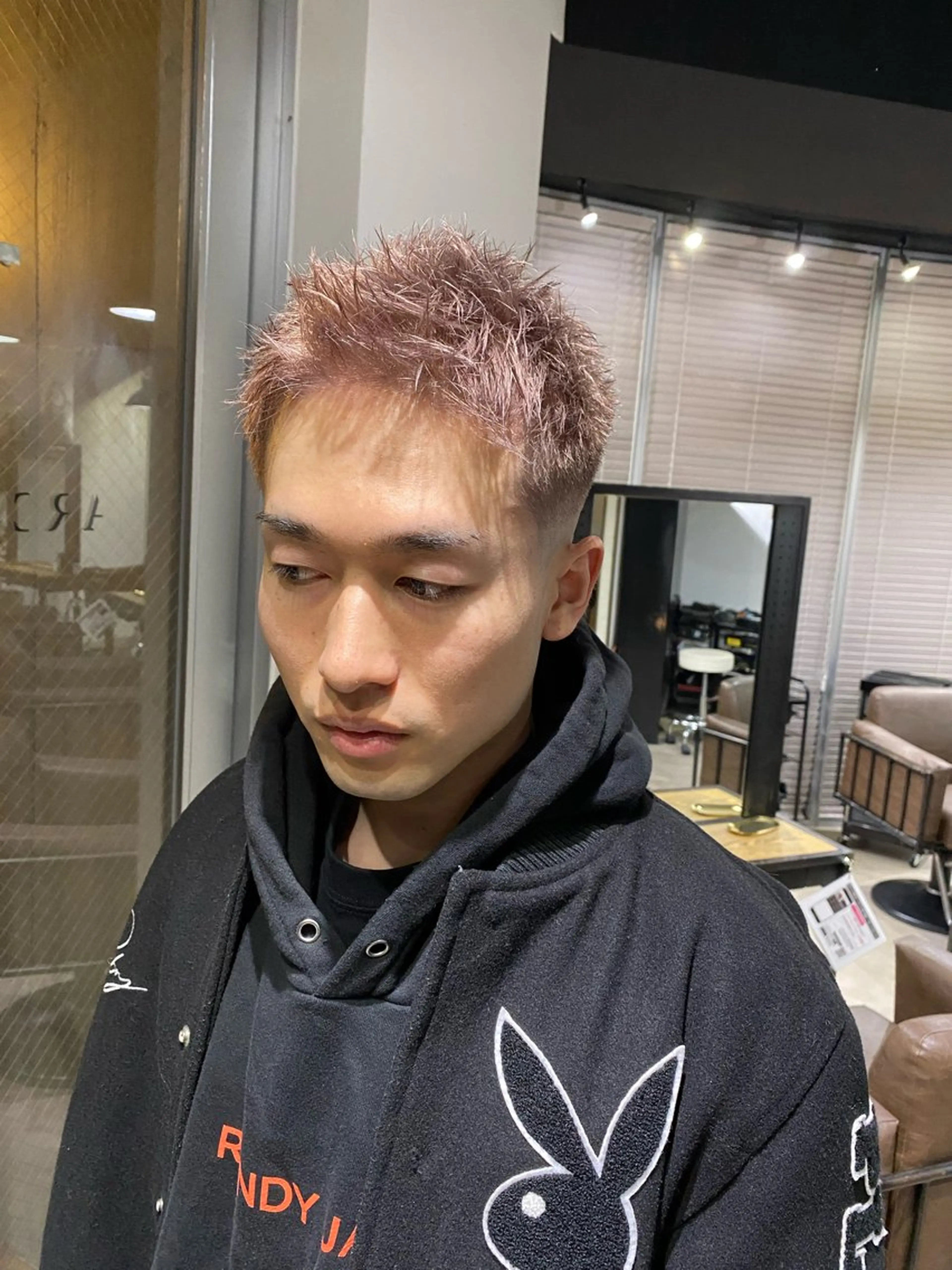 ショート カット ヘアカラー 山影✨バレイヤージュ ハイライト✨メンズ◎のヘアスタイル