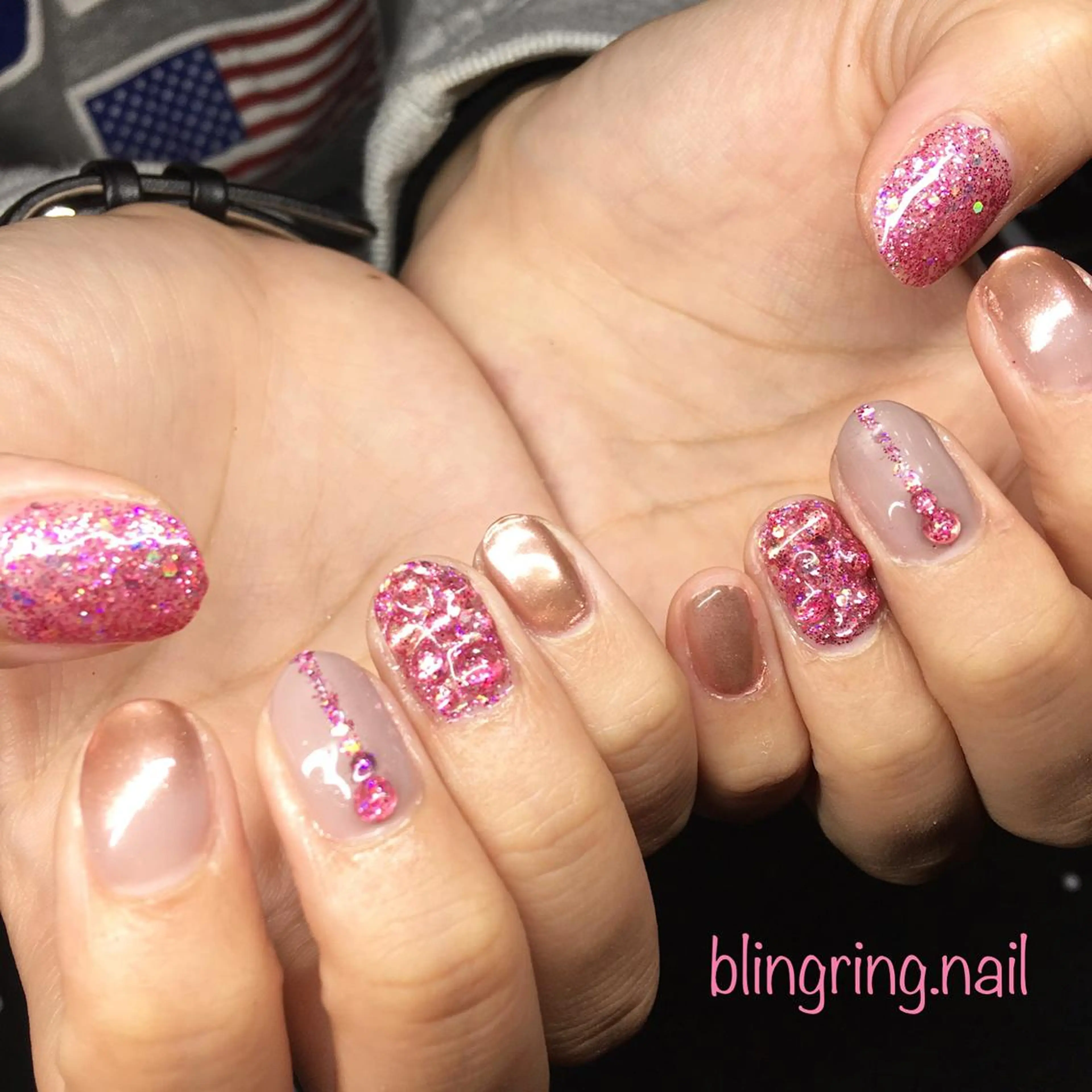 ネイル ラメ(グリッター) ミラーネイル ストーンネイル ハンドネイル 🌈KANÅKO 🌈のネイルデザイン