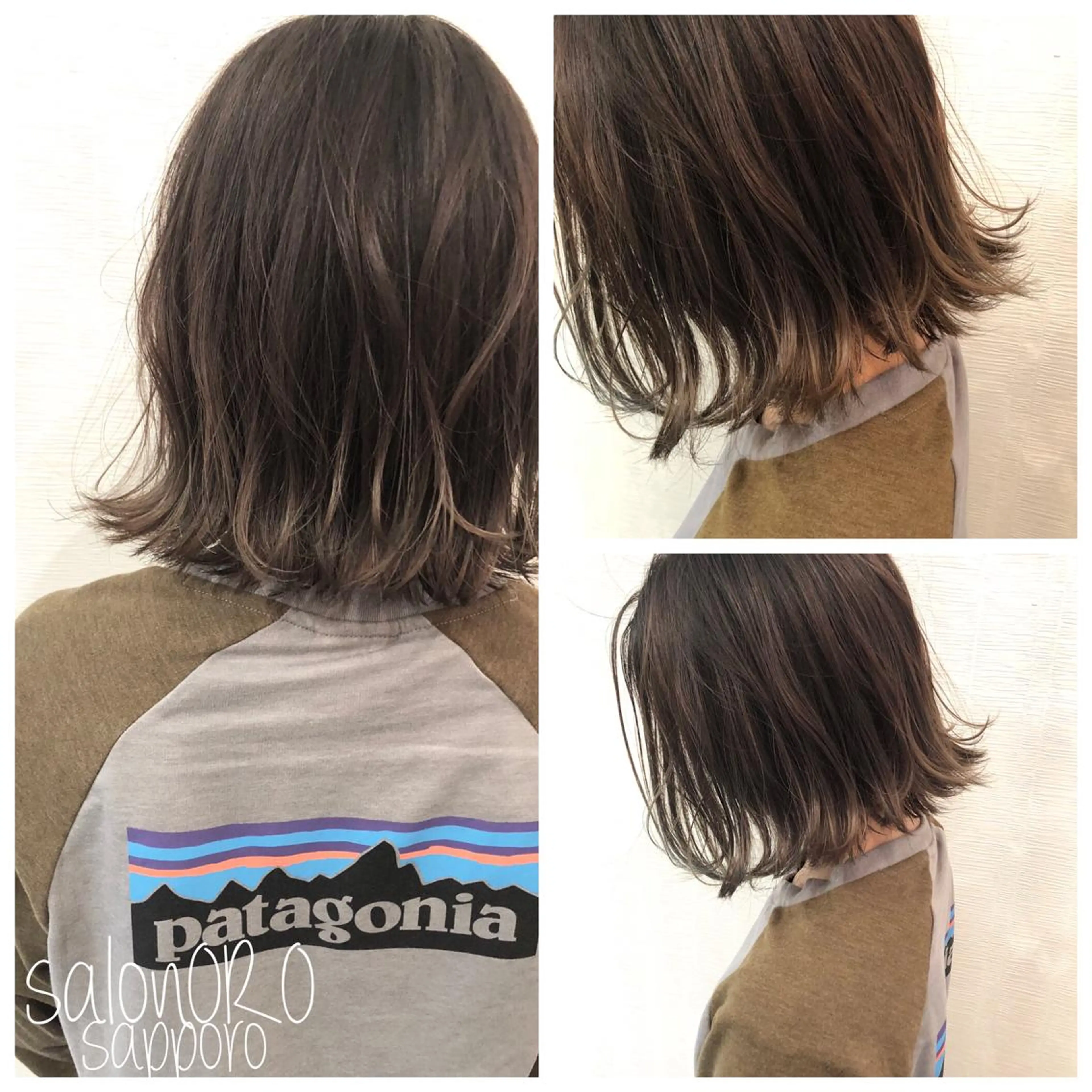 ミディアム カラー グラデーションカラー グレージュ オリーブグレージュ オリーブグレー 平川 友希子のヘアスタイル