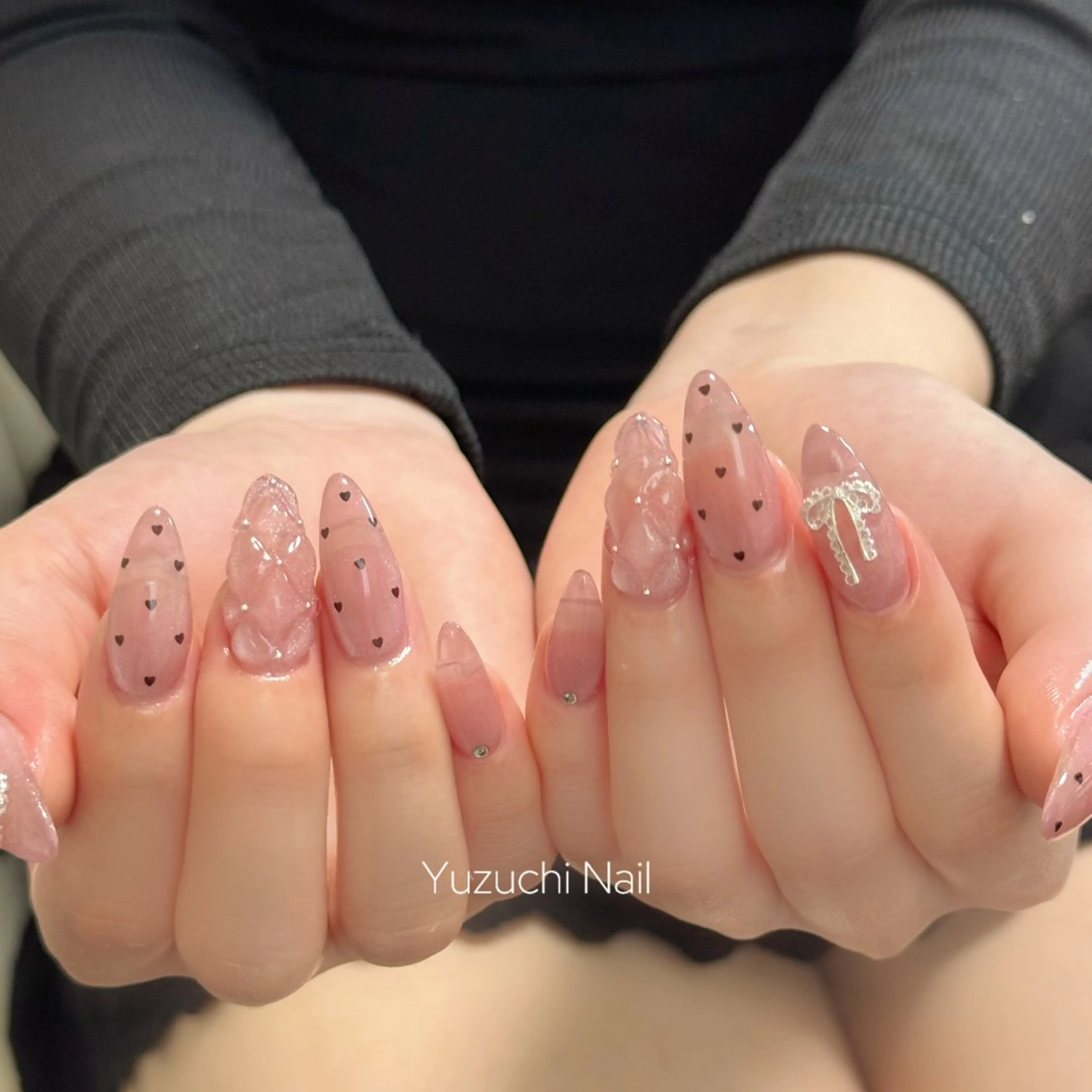 ネイル 長さ出し キラキラネイル ハンドネイル Yuzuchi Nailのネイルデザイン
