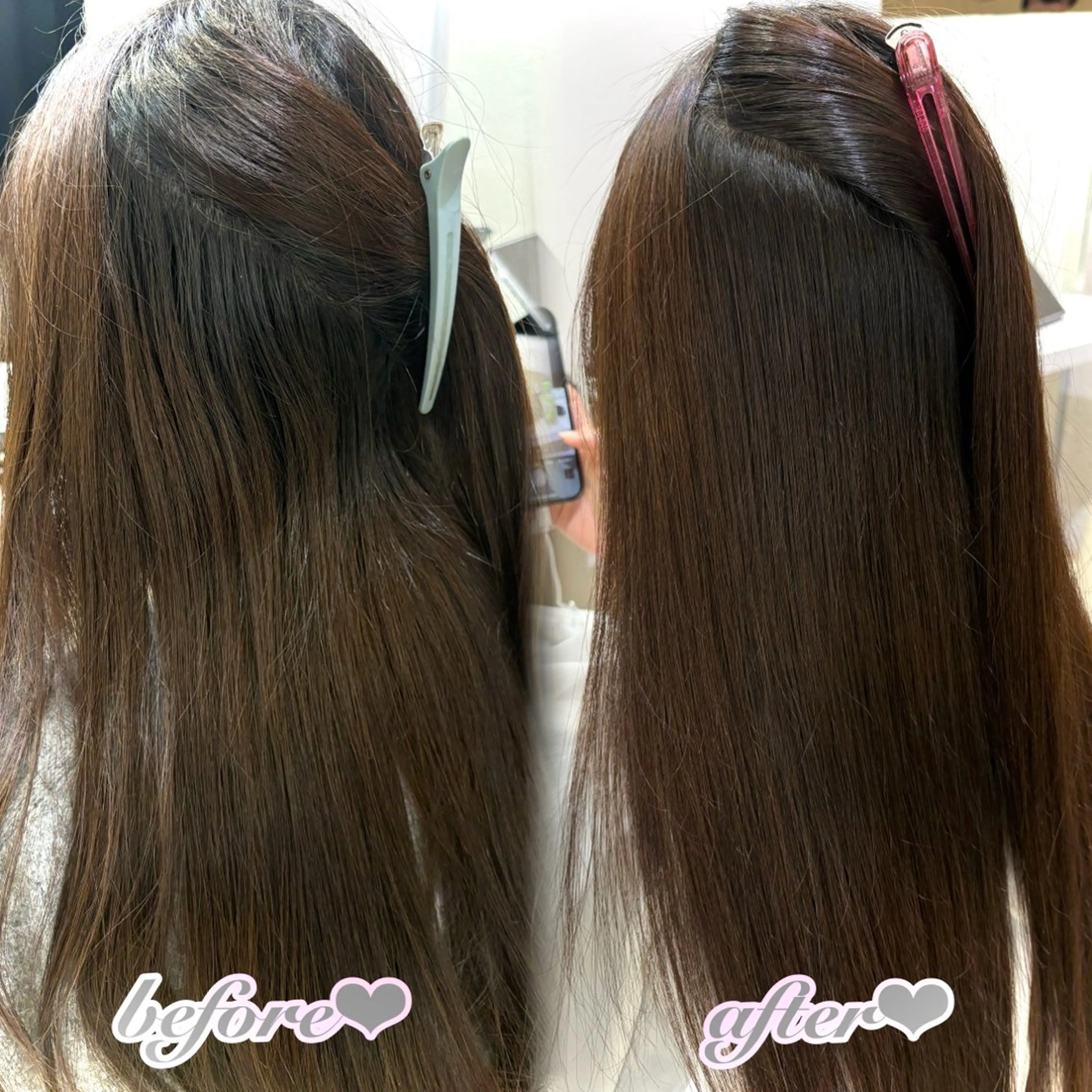 ロング カット 縮毛矯正 トリートメント 新宿/透明感カラー /韓国ヘアKANA♡のヘアスタイル