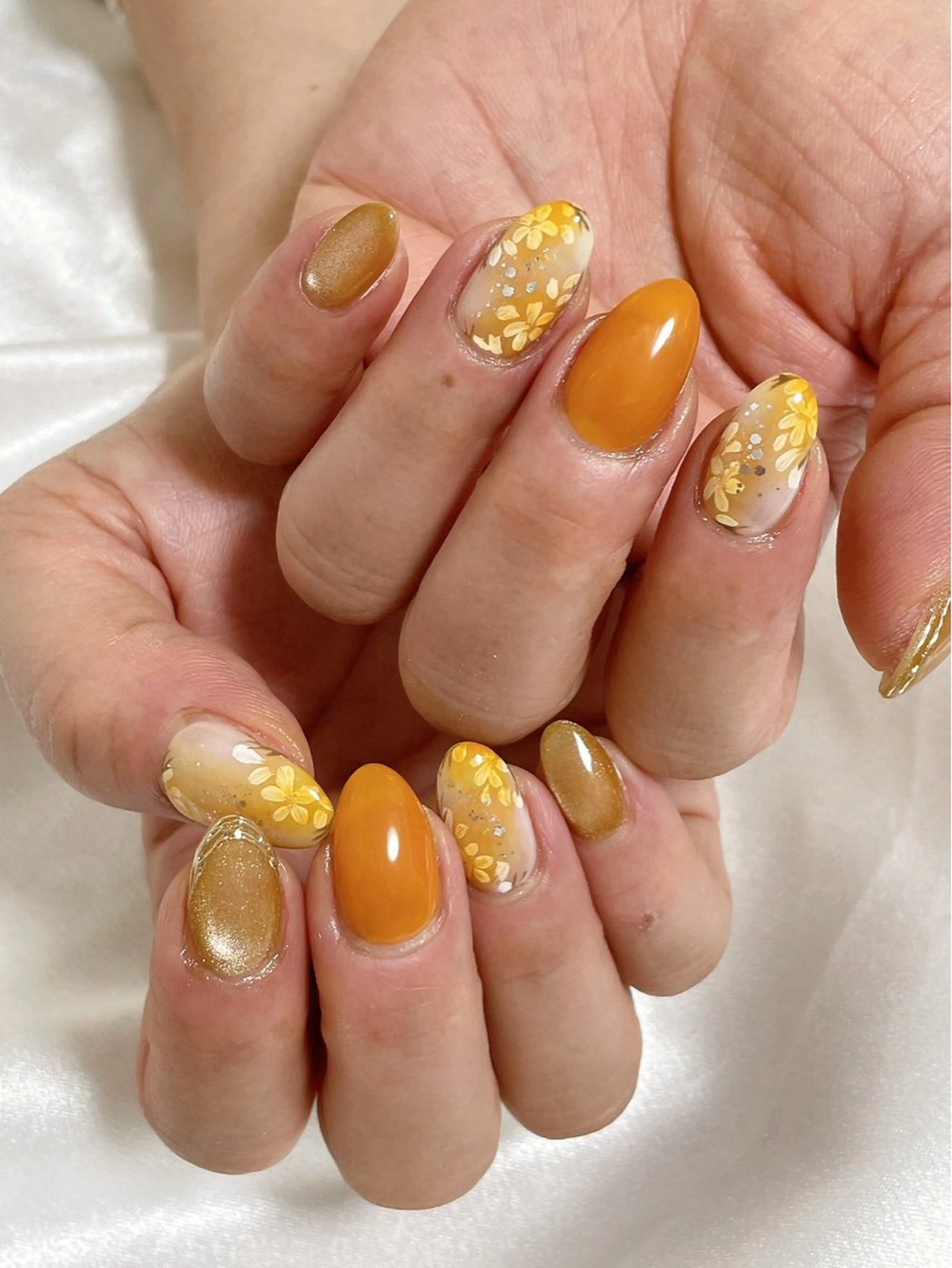 ネイル オーロラネイル 桜ネイル フラワーネイル フットネイル フレンチネイル ハンドネイル kikinail 溝の口のネイルデザイン