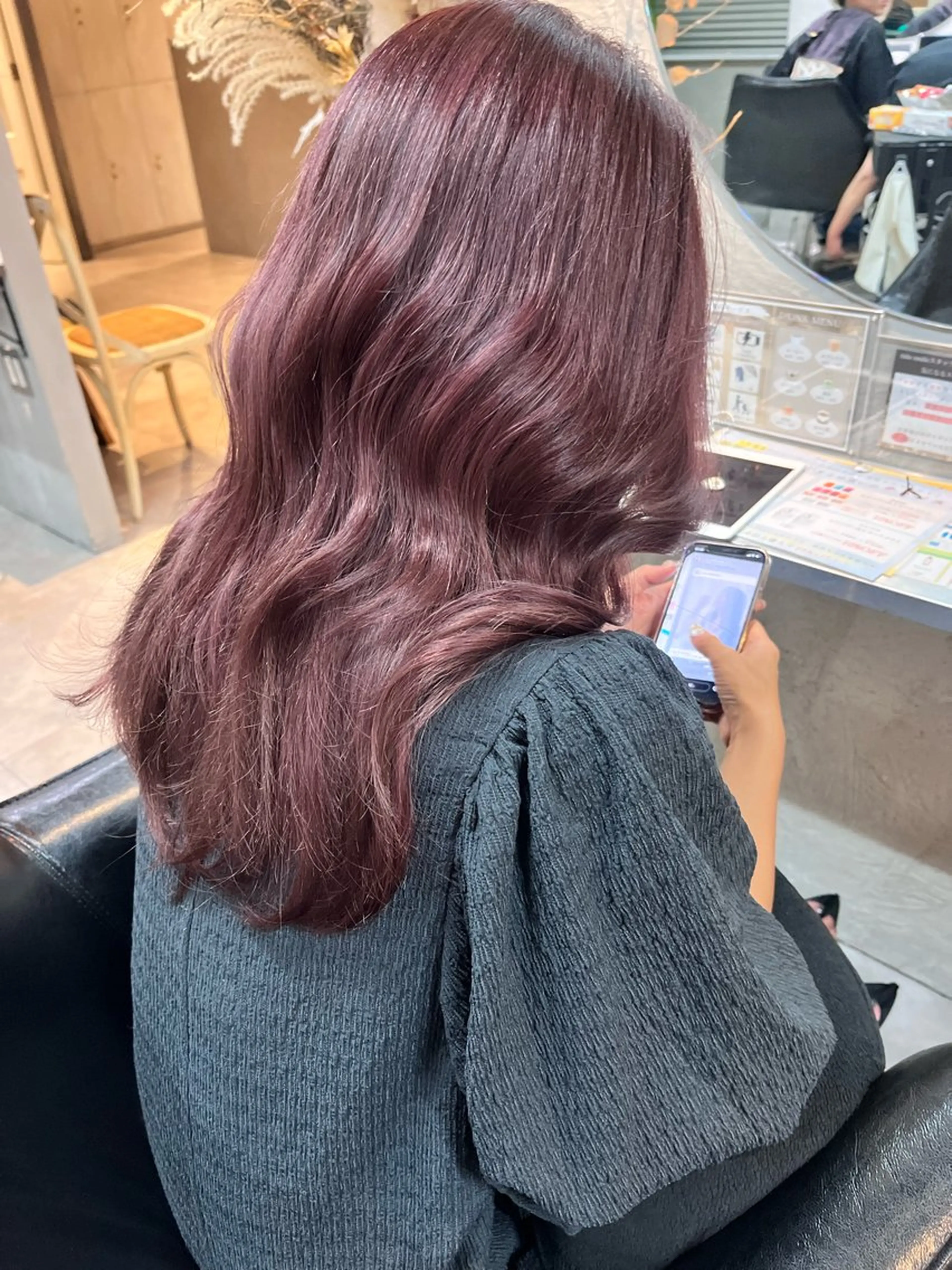 ケアブリーチ+透明感カラー+オージュア2STEP TR+マイクロバブルケアの写真