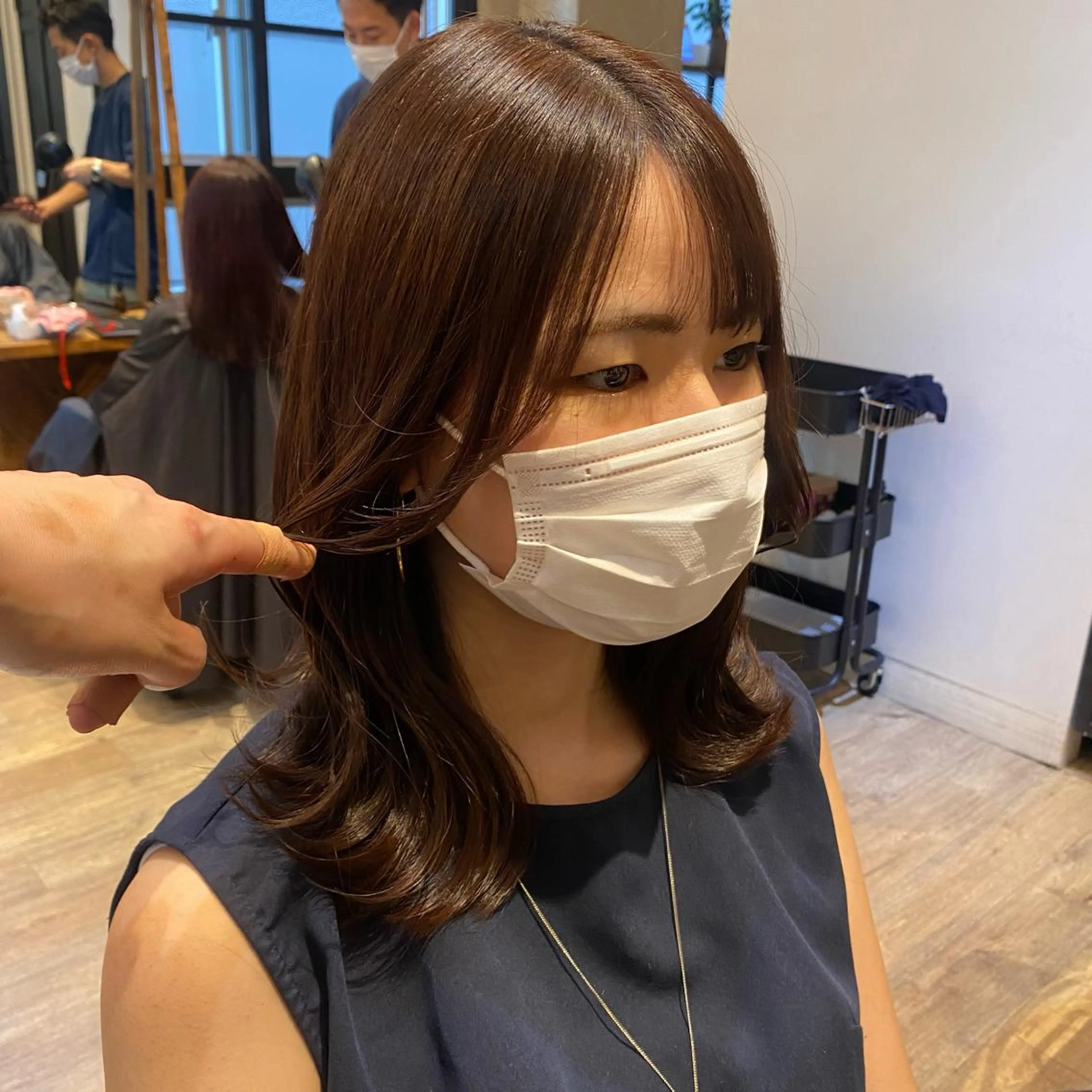 セミロング カット ヘアカラー トリートメント 顔周りカット・相談 レイヤーも◎しずくのヘアスタイル