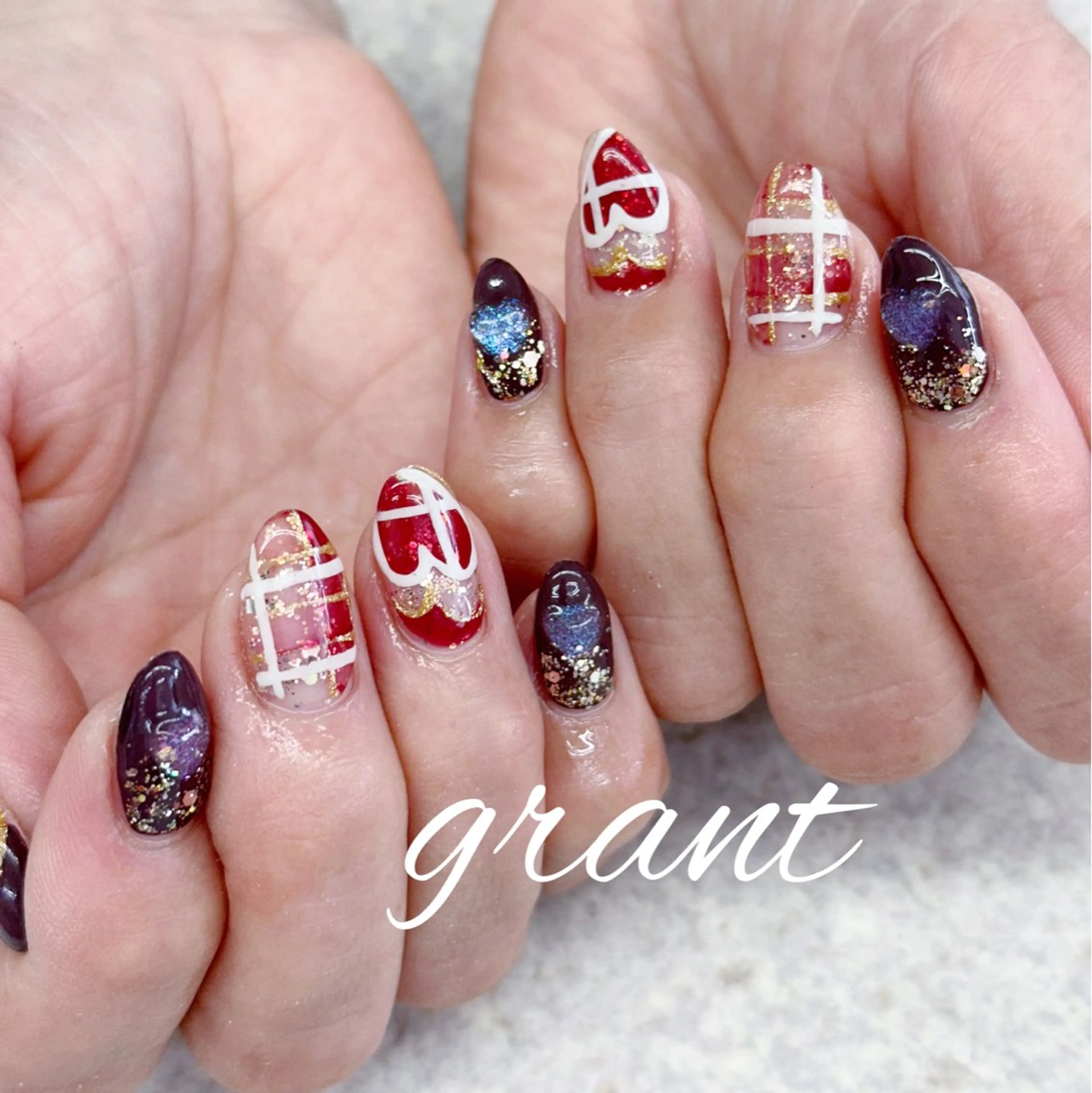ネイル ハート nailsalon grantのネイルデザイン