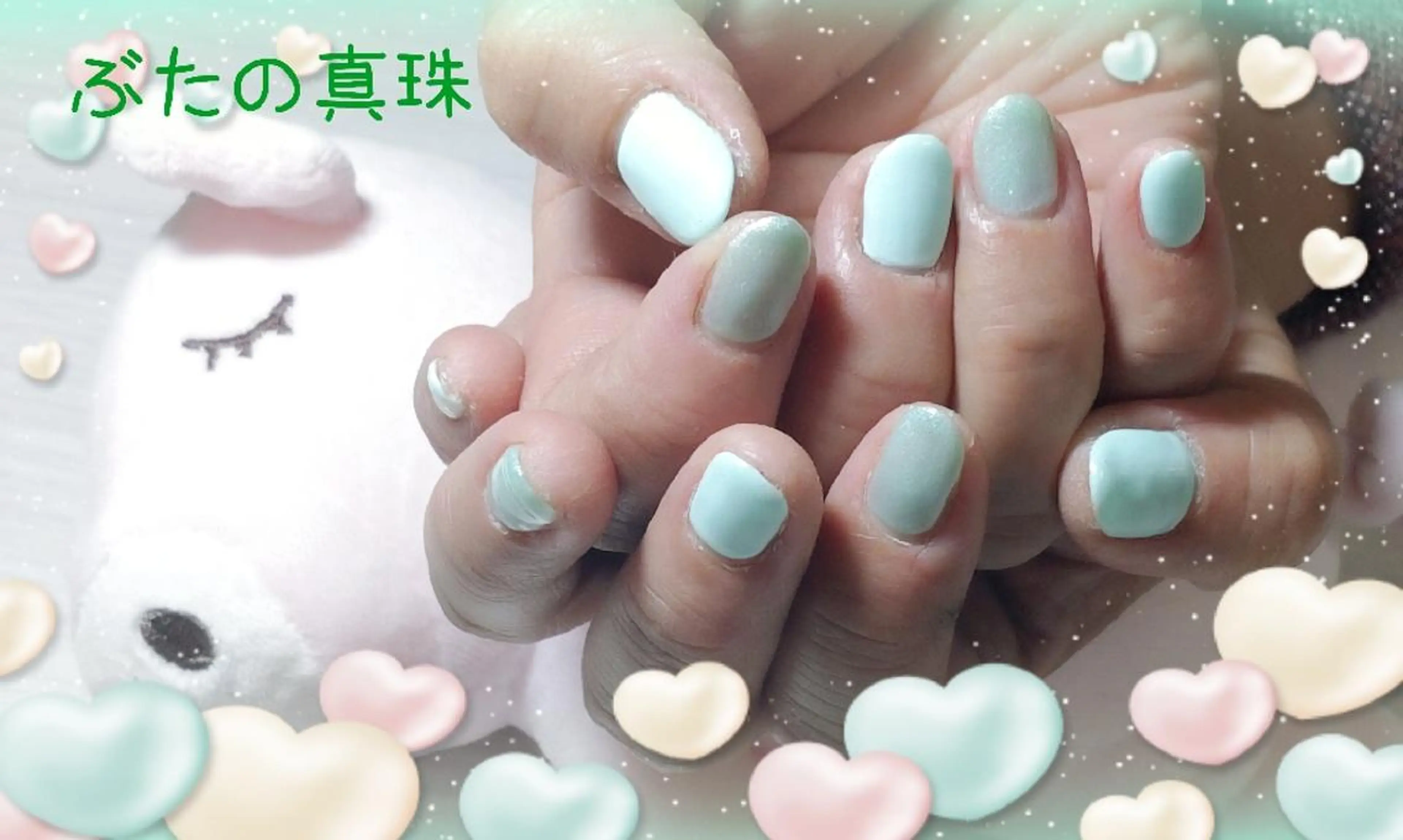 ネイル グリーン ワンカラーネイル ハンドネイル 林 珠里のネイルデザイン