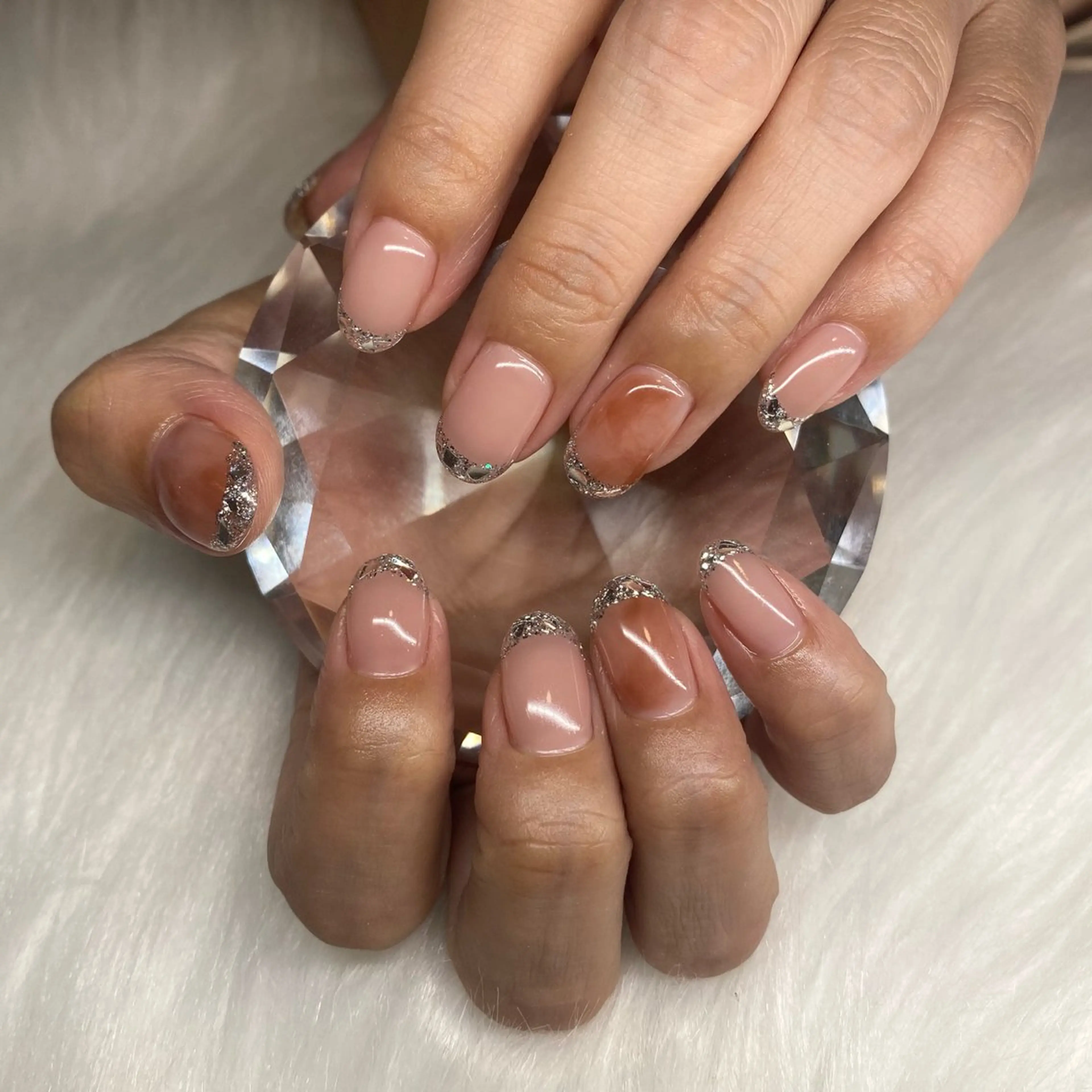 ネイル フレンチネイル ガラスフレンチ ニュアンスネイル nail salon milkのネイルデザイン