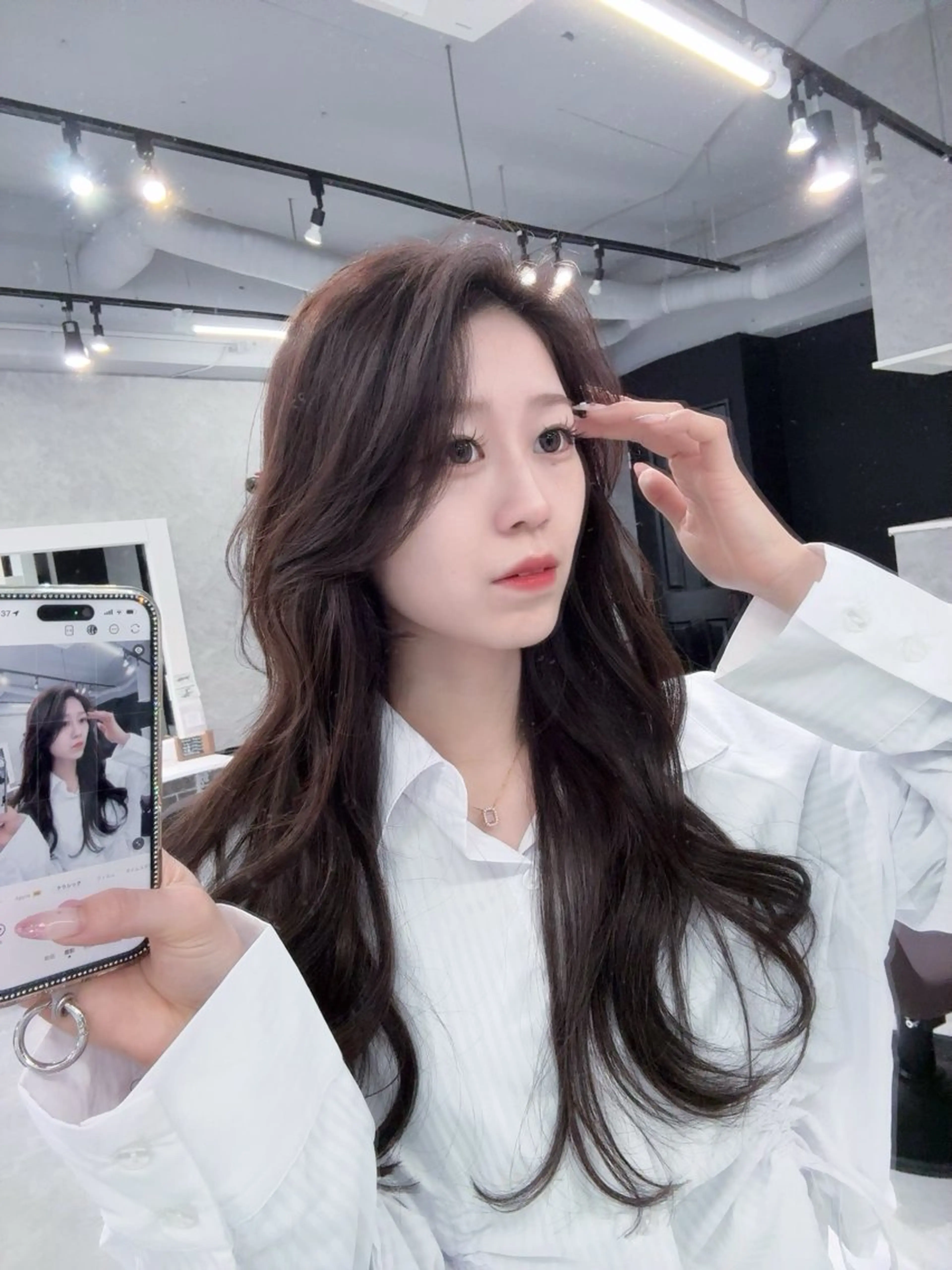 ロング シアーベージュ カット ヘアカラー トリートメント あい❤︎ /髪質改善/韓国巻きのヘアスタイル