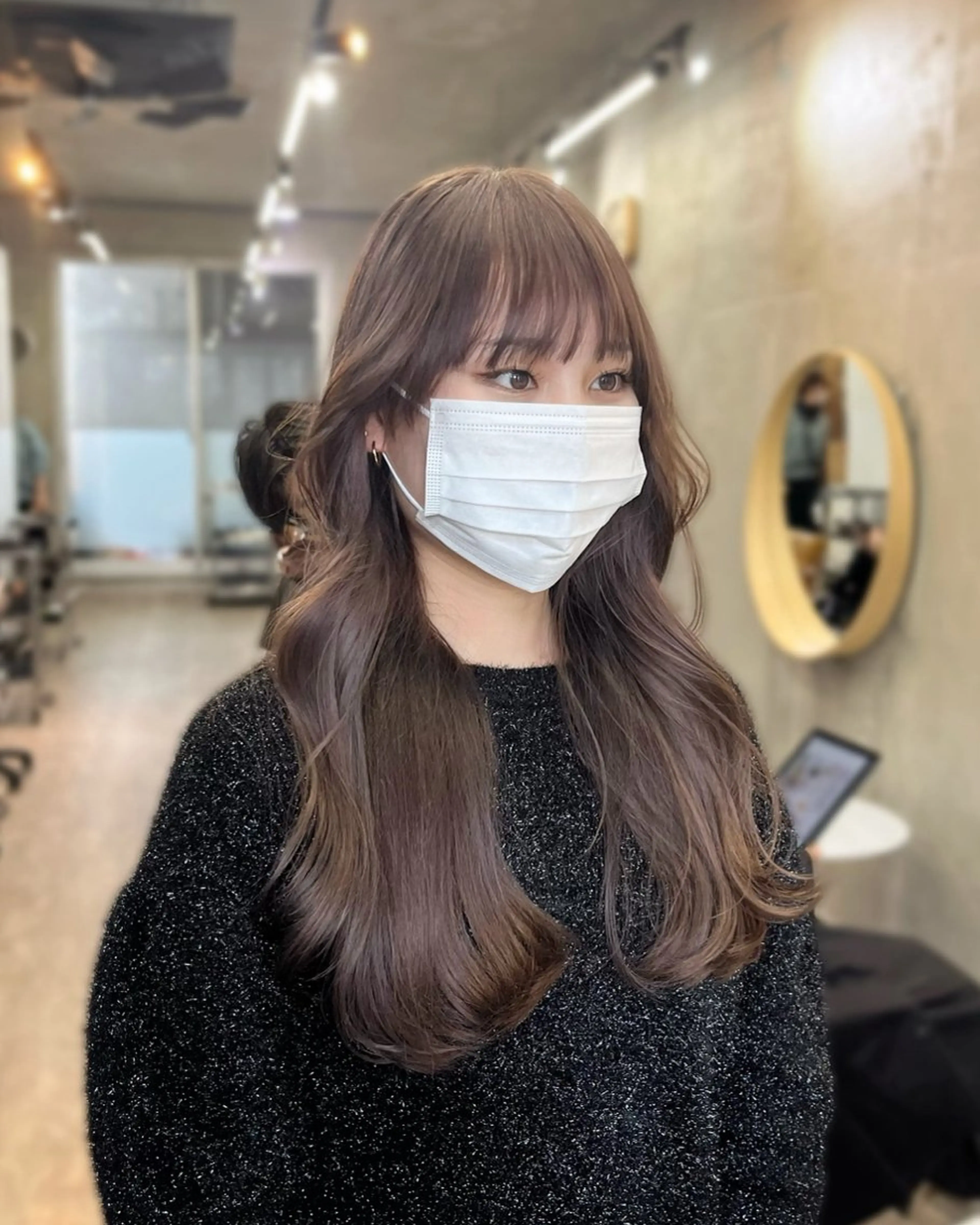 セミロング カラー 顔周りカット 韓国風ヘア 似合わせカット カット 🤎𝐌𝐚𝐨⌇ お悩み解決美容師🤎のヘアスタイル