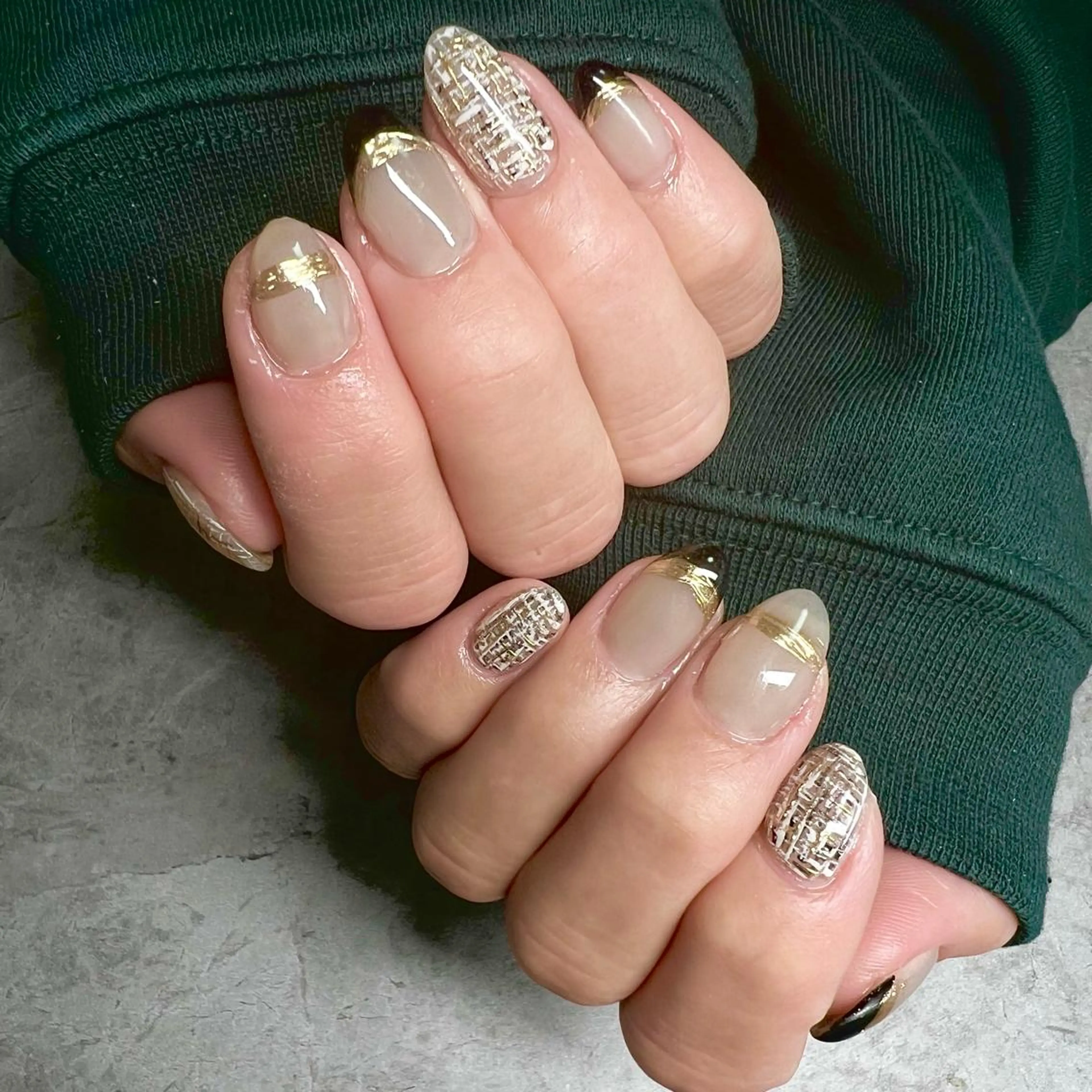 ネイル ミラーネイル ツイードネイル YUNA FUKUDAのネイルデザイン