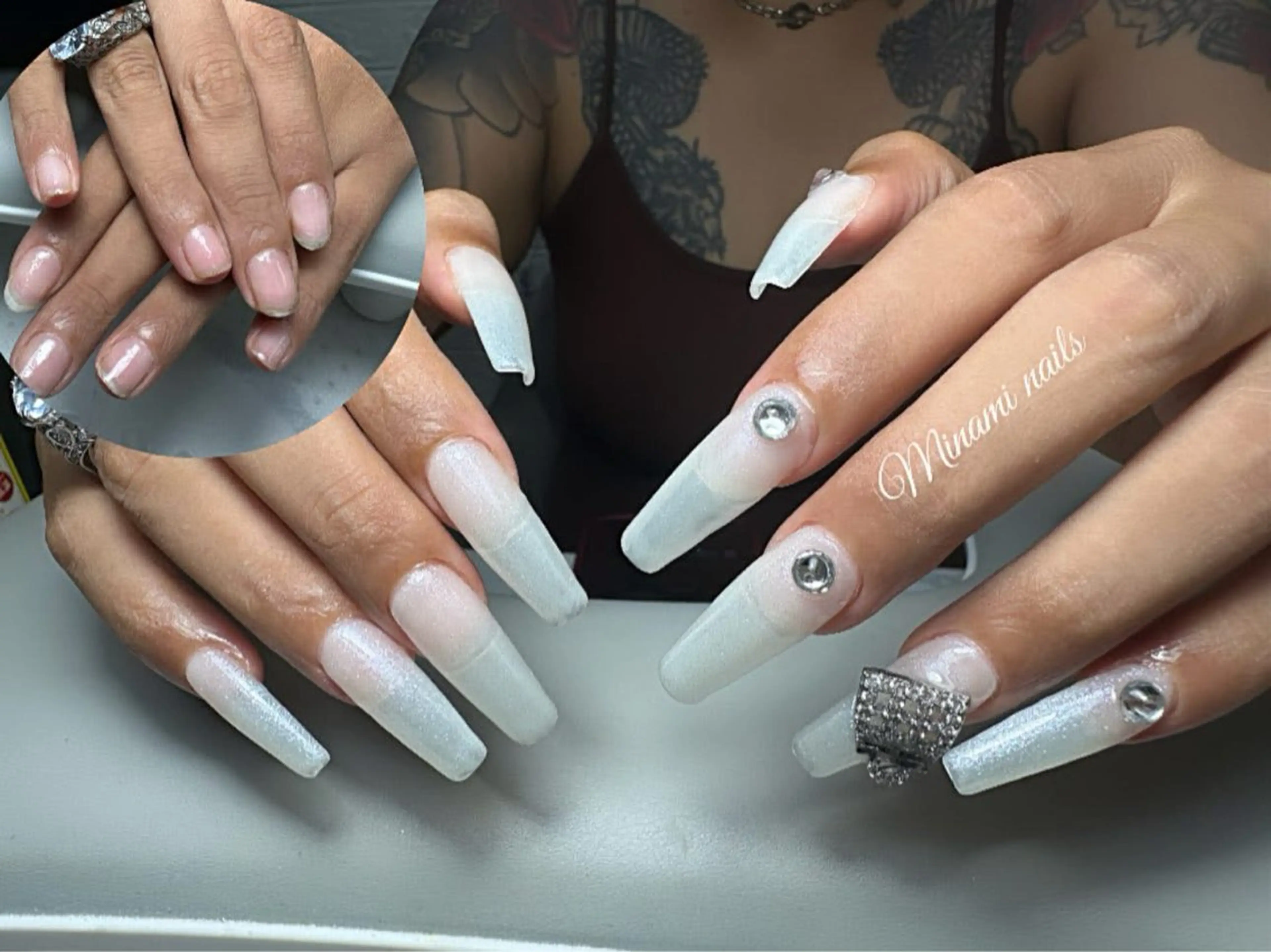 ネイル アートネイル オーロラネイル ガーリー キラキラネイル 韓国ネイル Minami Nailsのネイルデザイン