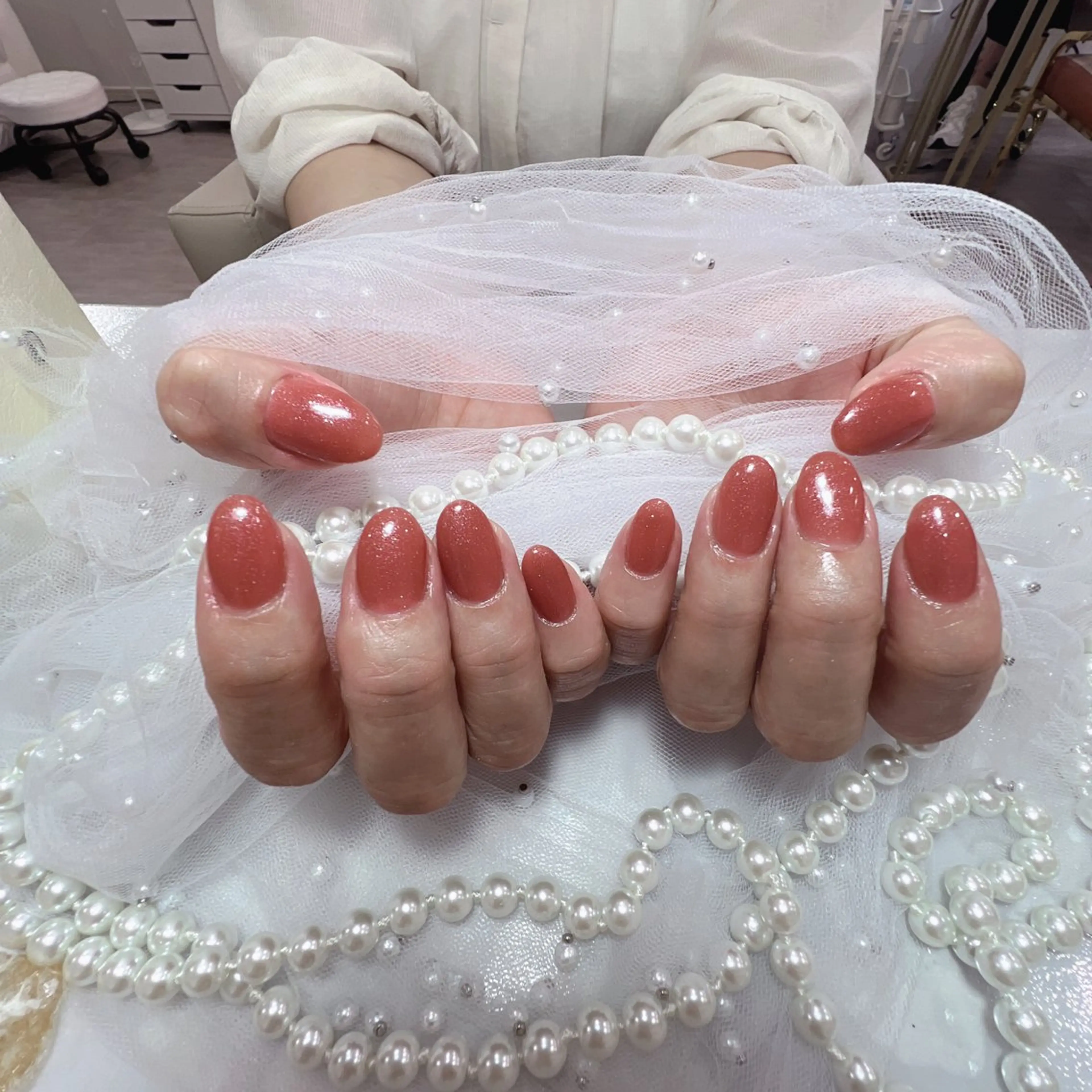 ネイル アートネイル フラッシュネイル フレンチネイル ジェルネイル ガラスフレンチ You&Me Yukiのネイルデザイン