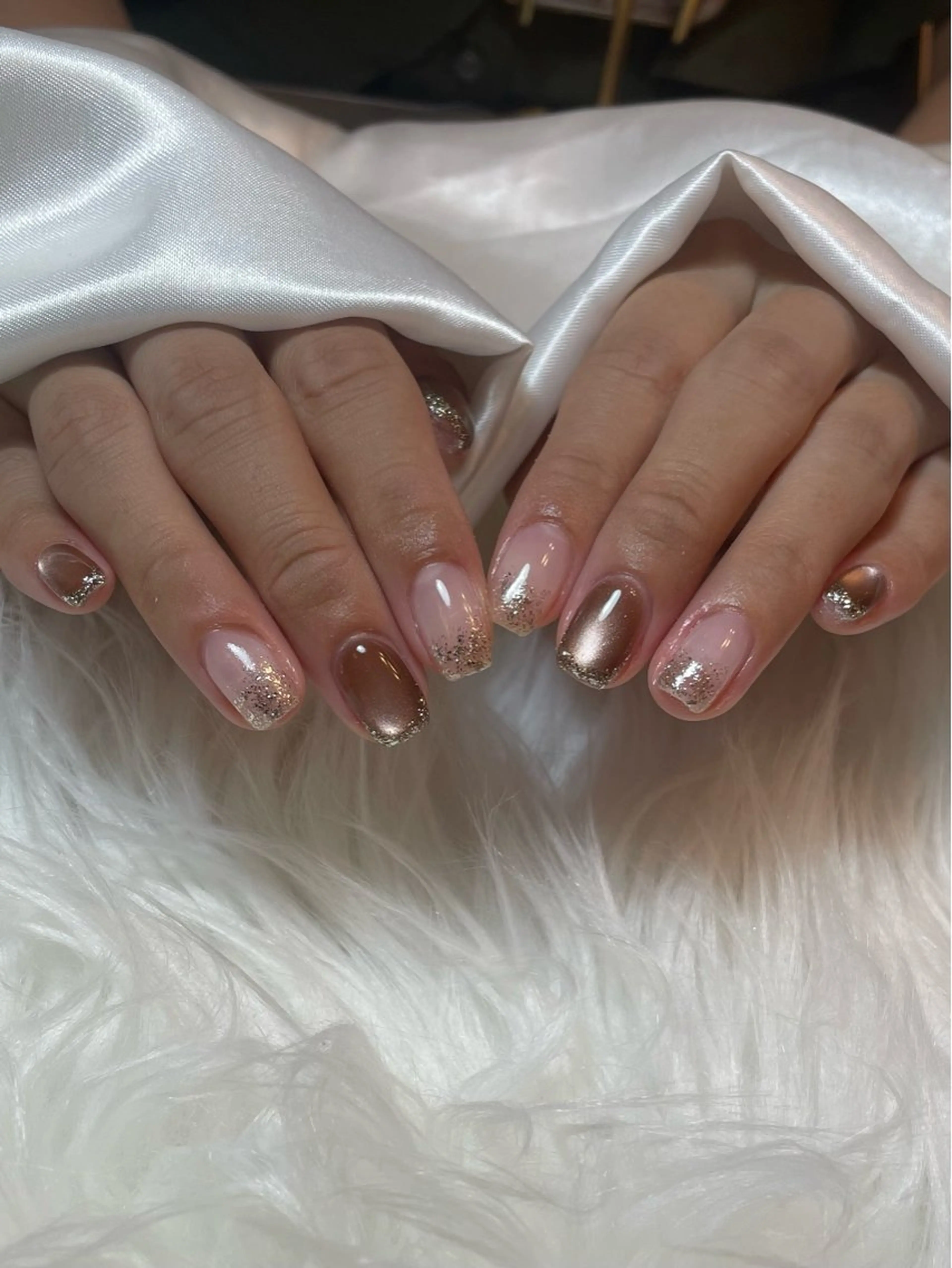 ネイル ブルー フレンチネイル キラキラネイル 韓国ネイル マグネットネイル ハンドネイル timtam --sakiのネイルデザイン