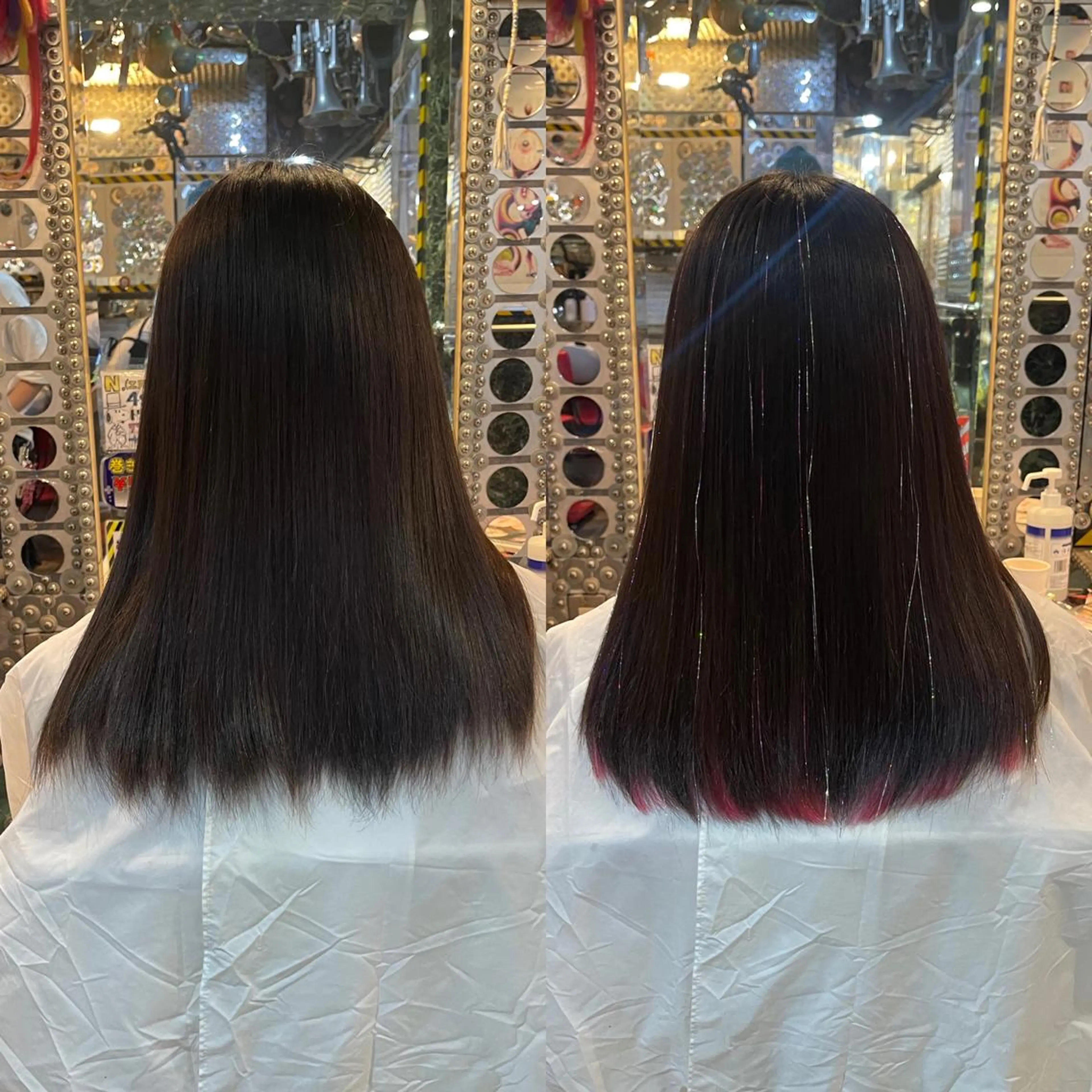 ミディアム カラー ヘアアレンジ インナーカラー ピンクカラー エクステ 🌈派手髪エクステ ブレイズ🌈ひろとのヘアスタイル