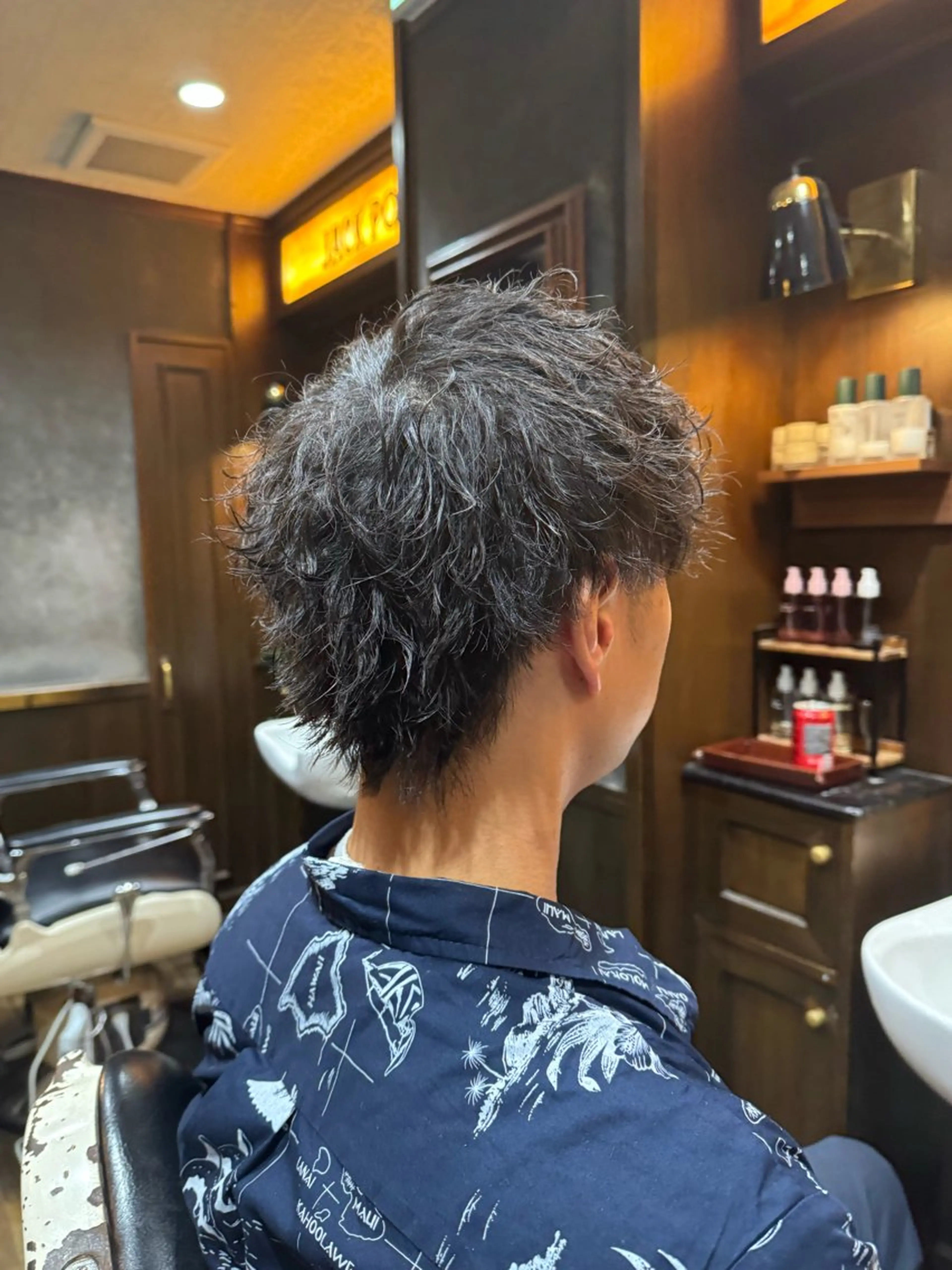ミディアム パーマ メンズ HIRO GINZA barber shop 横浜店所属・ヒロ銀座　無料 フェード　細内のヘアスタイル