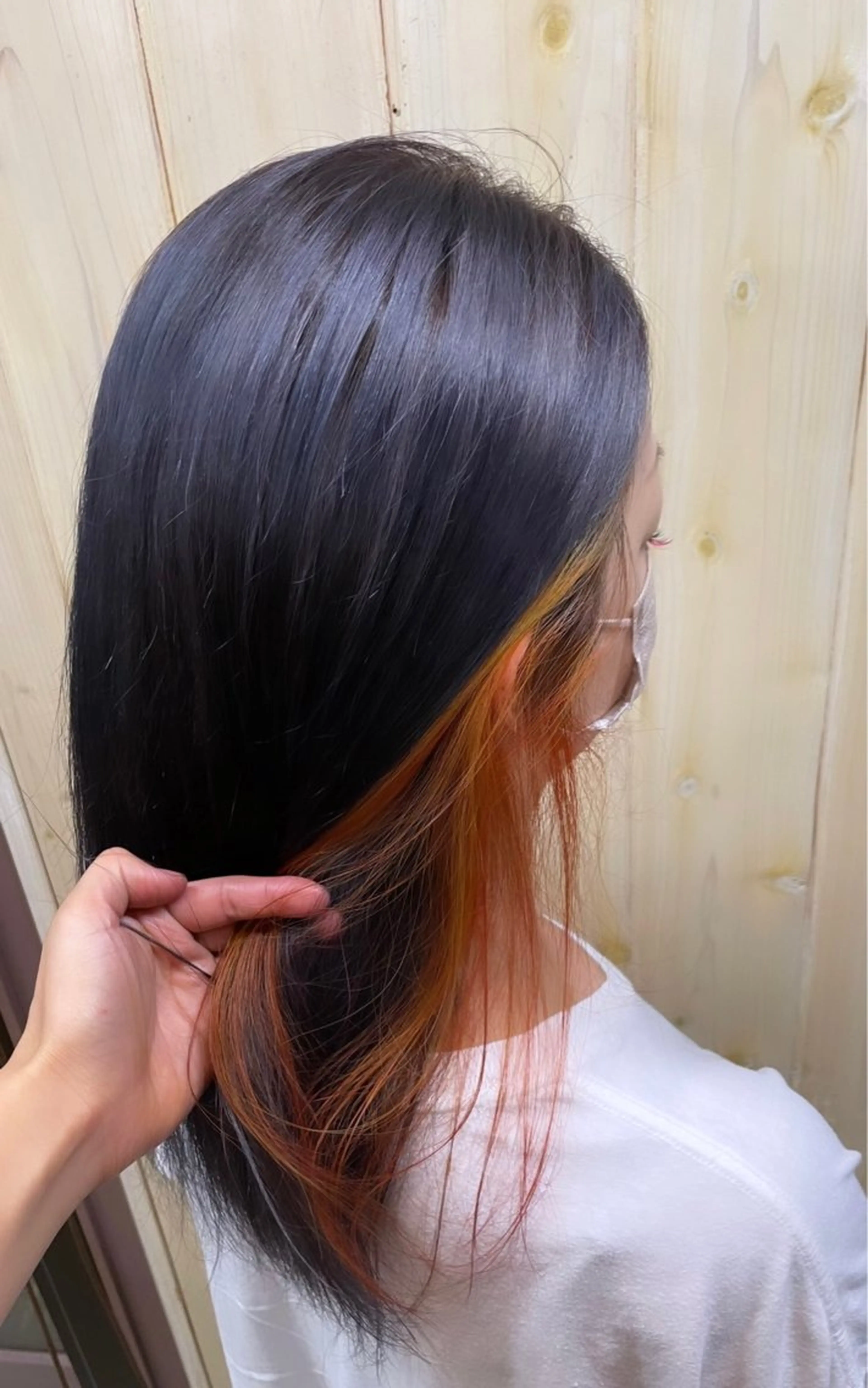 セミロング カラー ブルーカラー インナーカラー ラベンダーカラー オレンジ ayaka |トレンドヘアのヘアスタイル