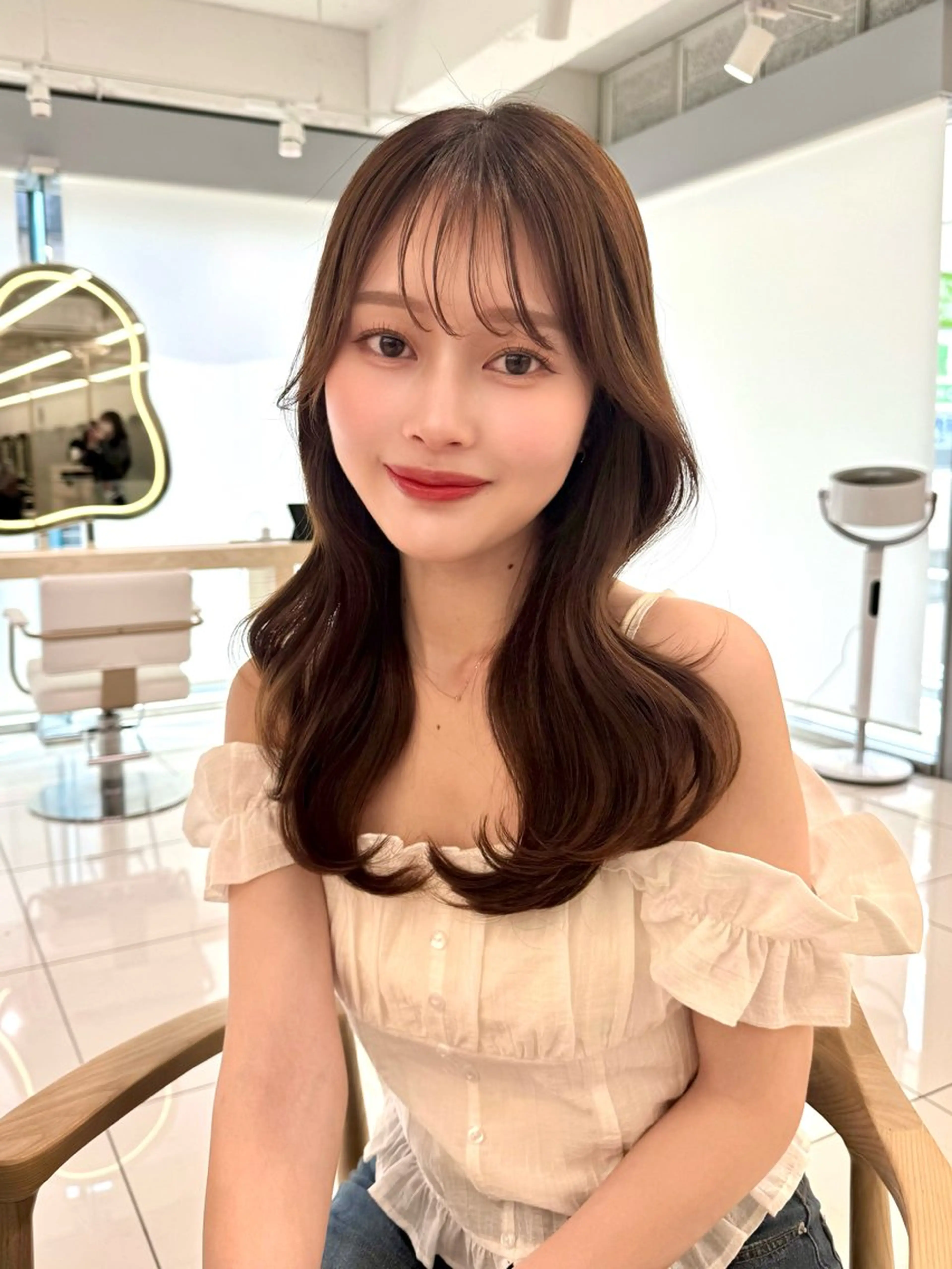 セミロング カット ヘアカラー 顔周り🇰🇷韓国 レイヤー/いづみ💞のヘアスタイル