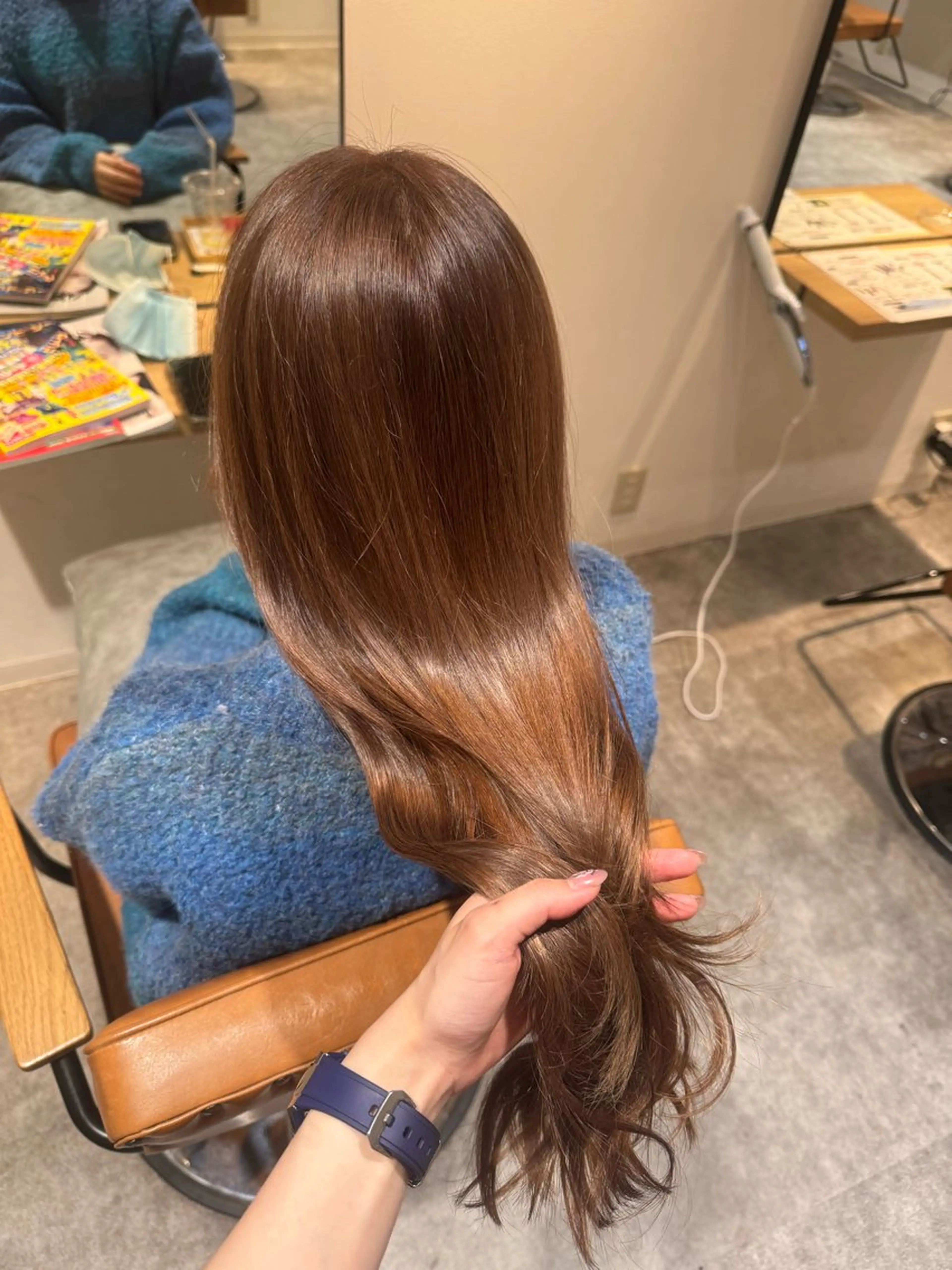 ロング カラー ブリーチ ブラウンカラー ダブルカラー ナチュラルブラウン 髪質改善 カット ヘアカラー オスズ 🎀´-のヘアスタイル