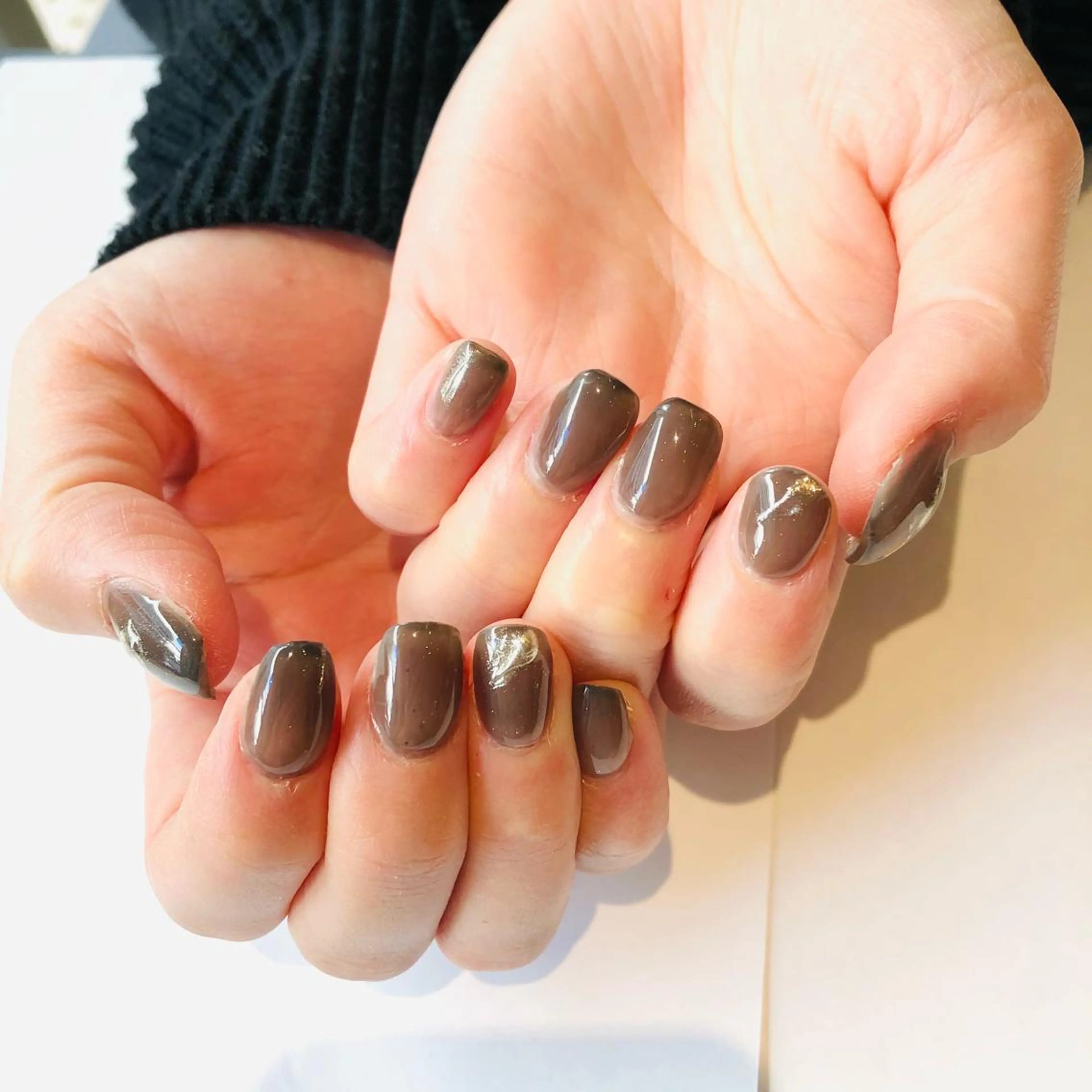 ネイル ブラウン ニュアンスネイル 大阪福島韓国束感まつ げ Sayaka🤍のマツエク・マツパデザイン