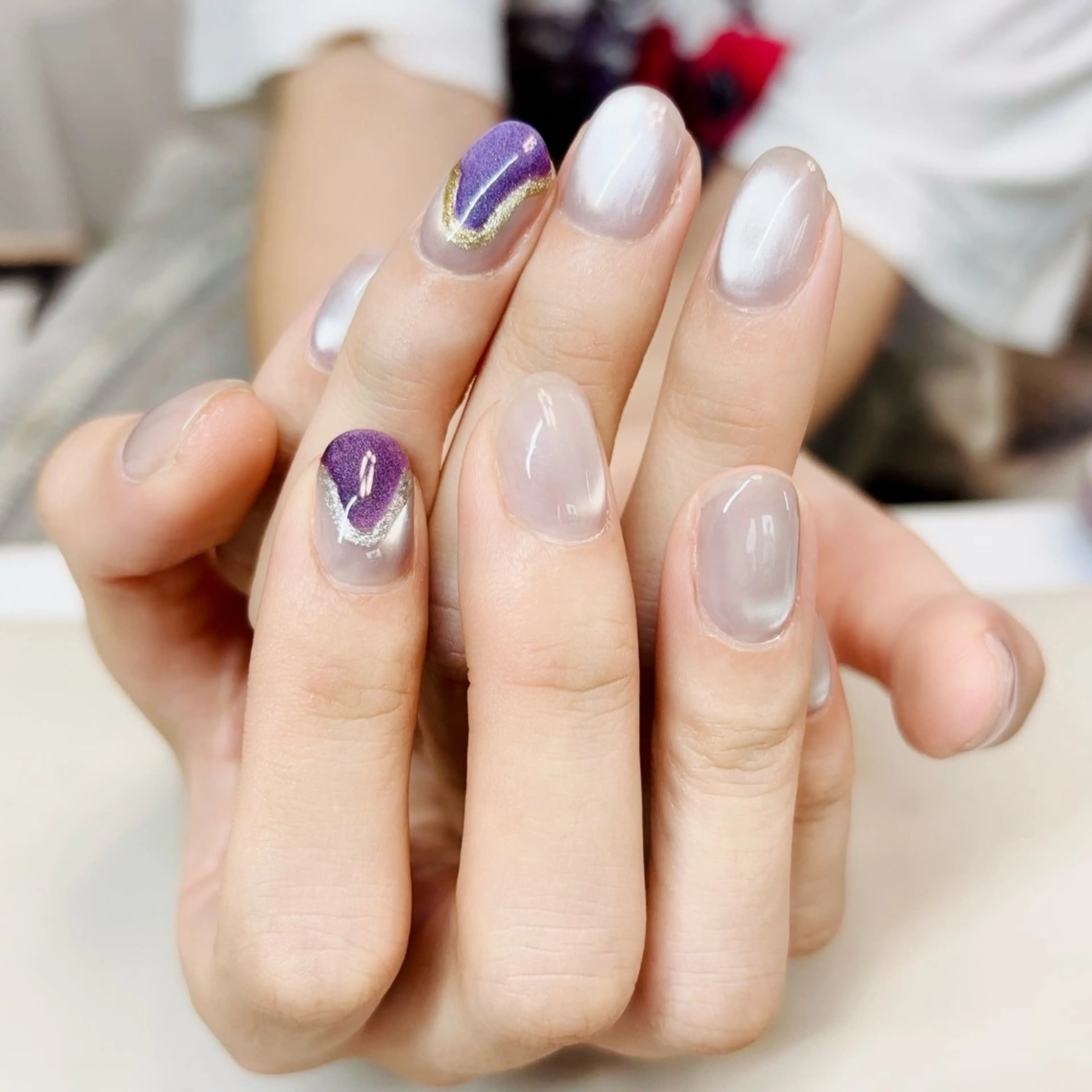 ネイル アニマル柄 アートネイル オーロラネイル べっ甲ネイル ブラウン Rika Nail ellaのネイルデザイン