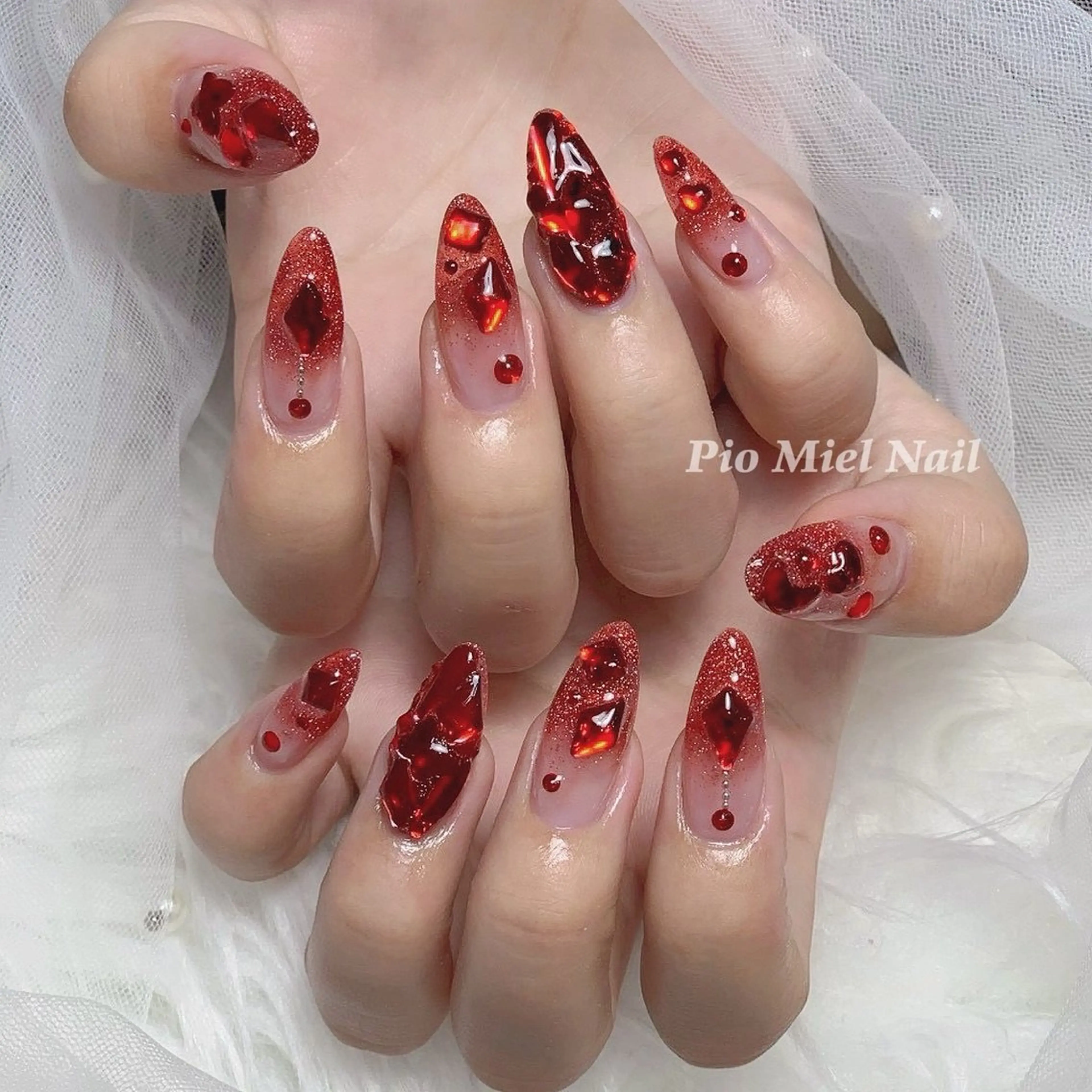 ネイル ハンドネイル HANA 長さだしのネイルデザイン