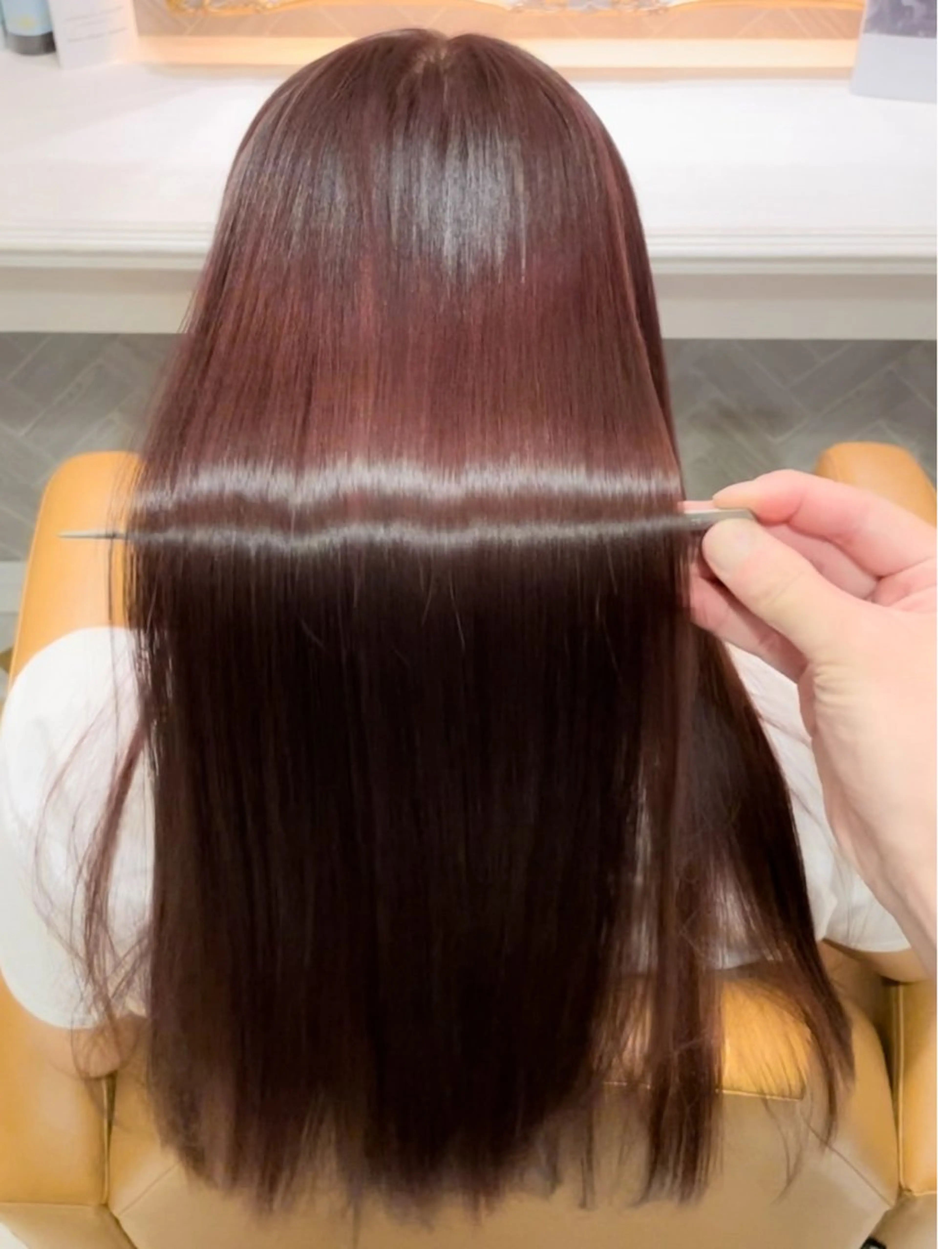 ロング 髪質改善 韓国風ヘア レイヤーカット ロング 縮毛矯正 カット ヘアカラー 縮毛矯正 トリートメント 美髪縮毛矯正🤍 髪質改善/Shinaのヘアスタイル