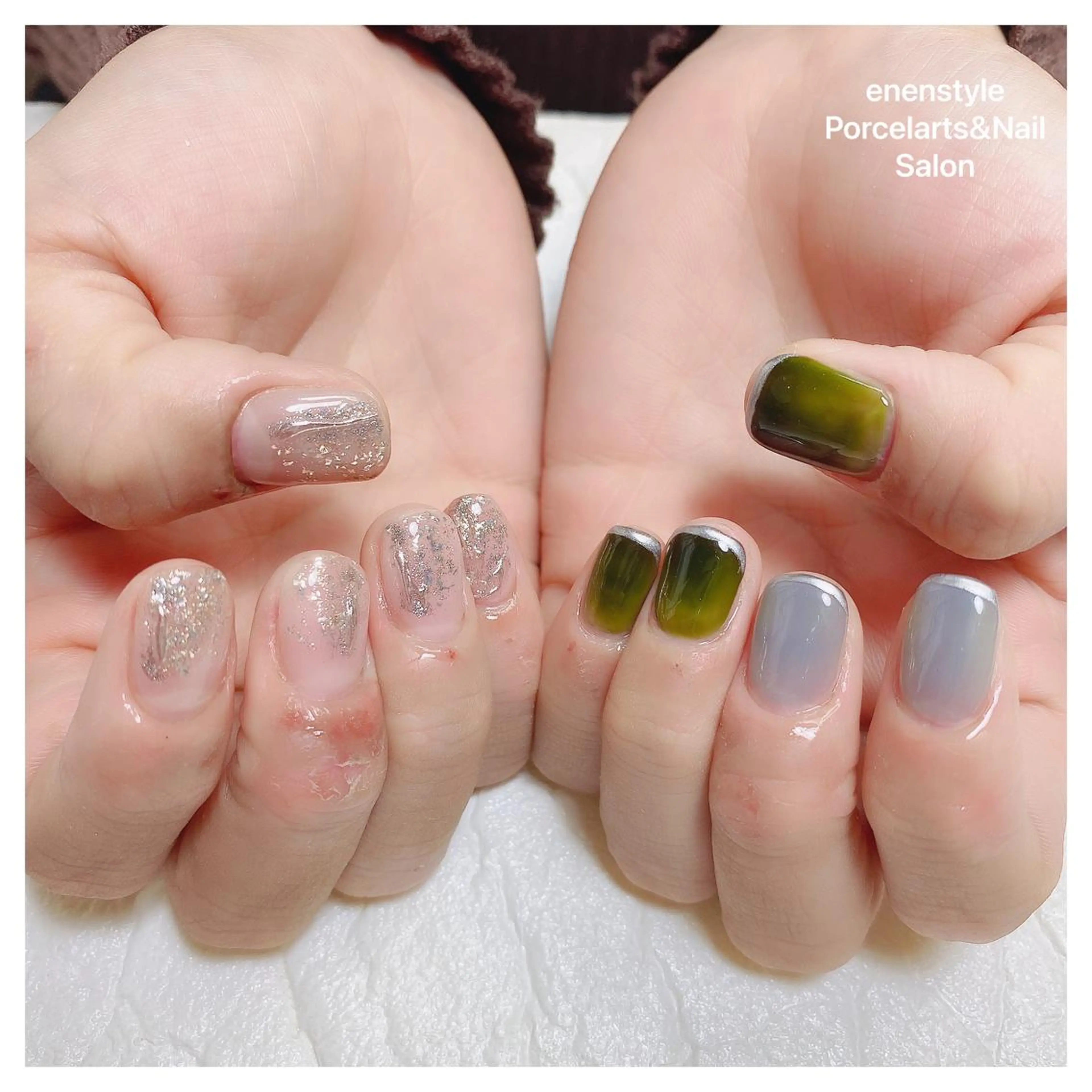 ショート ネイル ハンドネイル 👑enen style👑のネイルデザイン