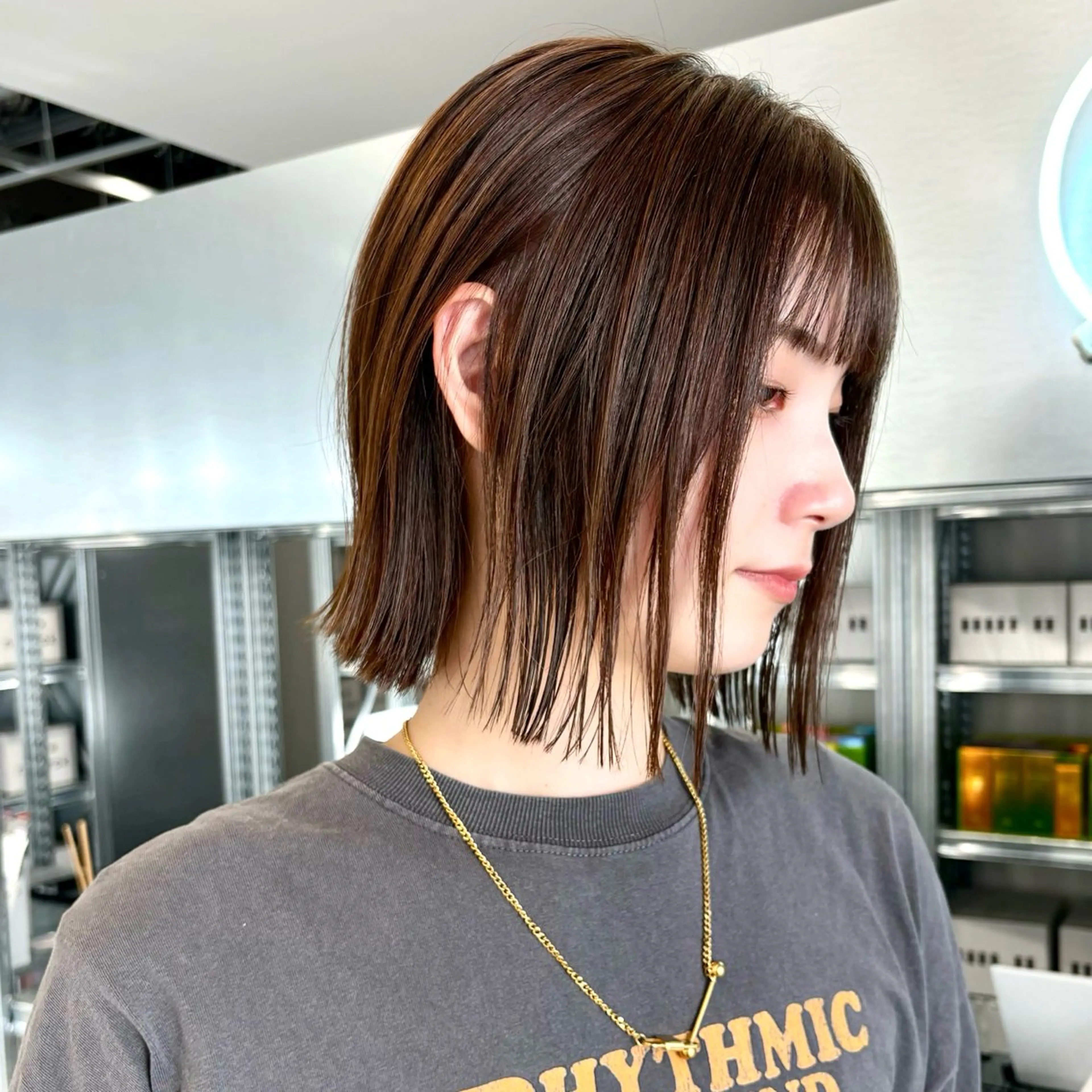 ミディアム 切りっぱなしボブ ボブ ✨縮毛矯正/ボブ✨ 佐藤 さくらのヘアスタイル